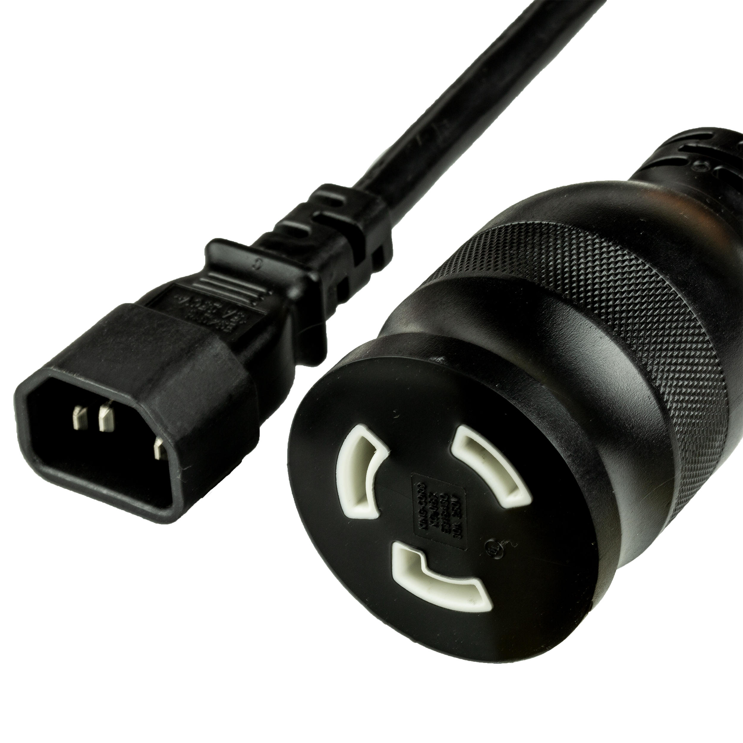 1FT IEC60320 C14 to Nema L6-30R 15A 250V 14awg SJT BLACK Adapter Power Cord
