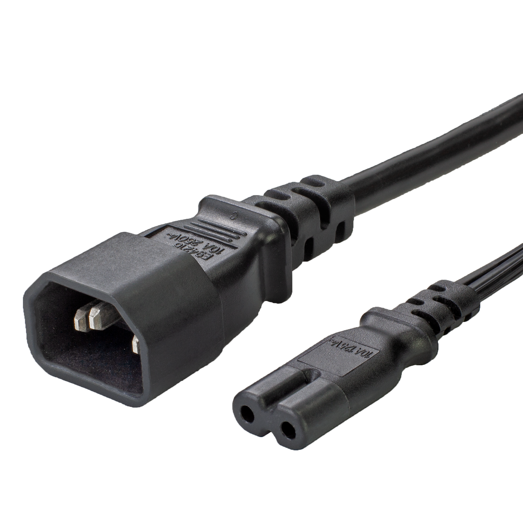 Black IEC60320 C14 to C7 Adapter Power Cords