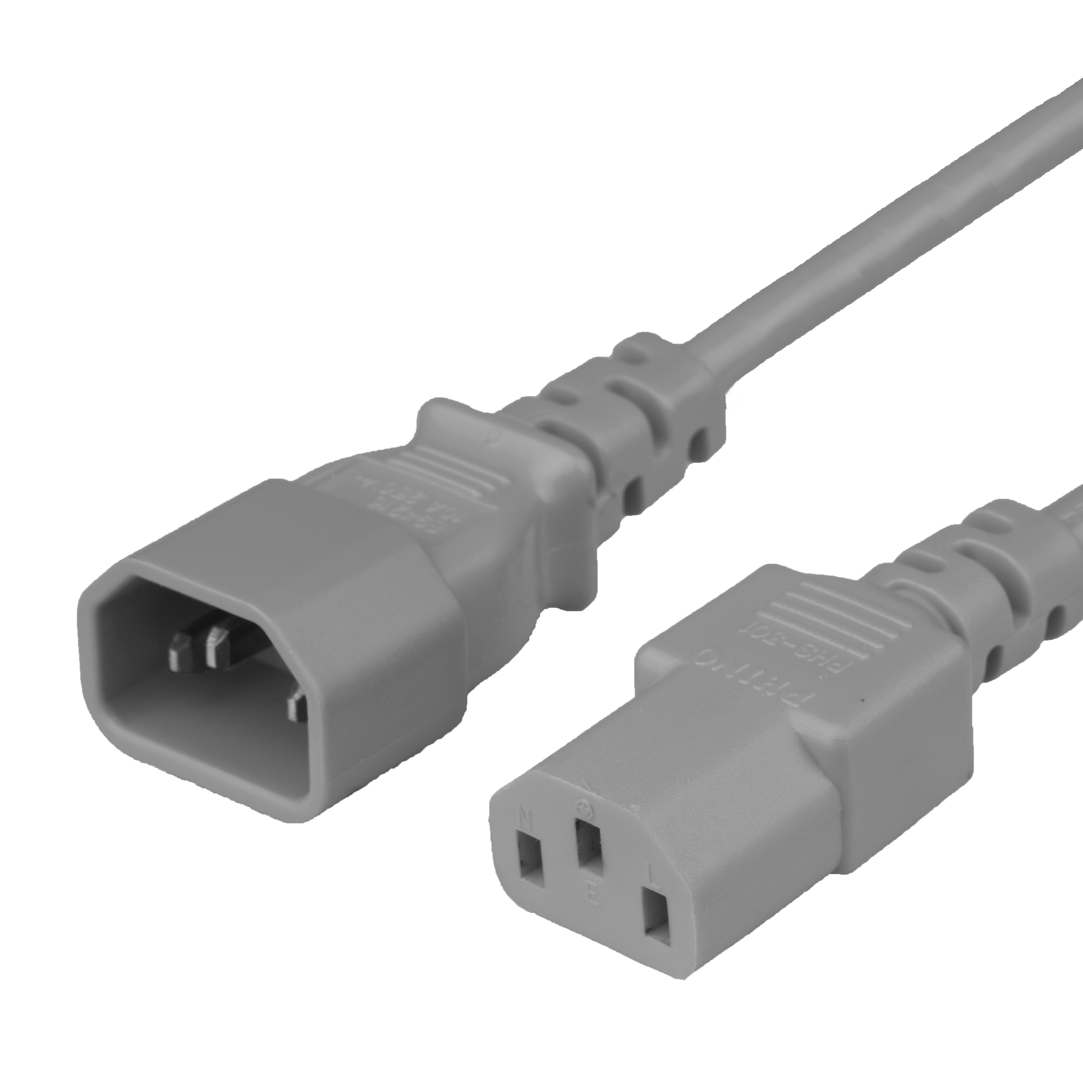 1FT C13 C14 10A 250V 18/3 SJT GRAY Power Cord