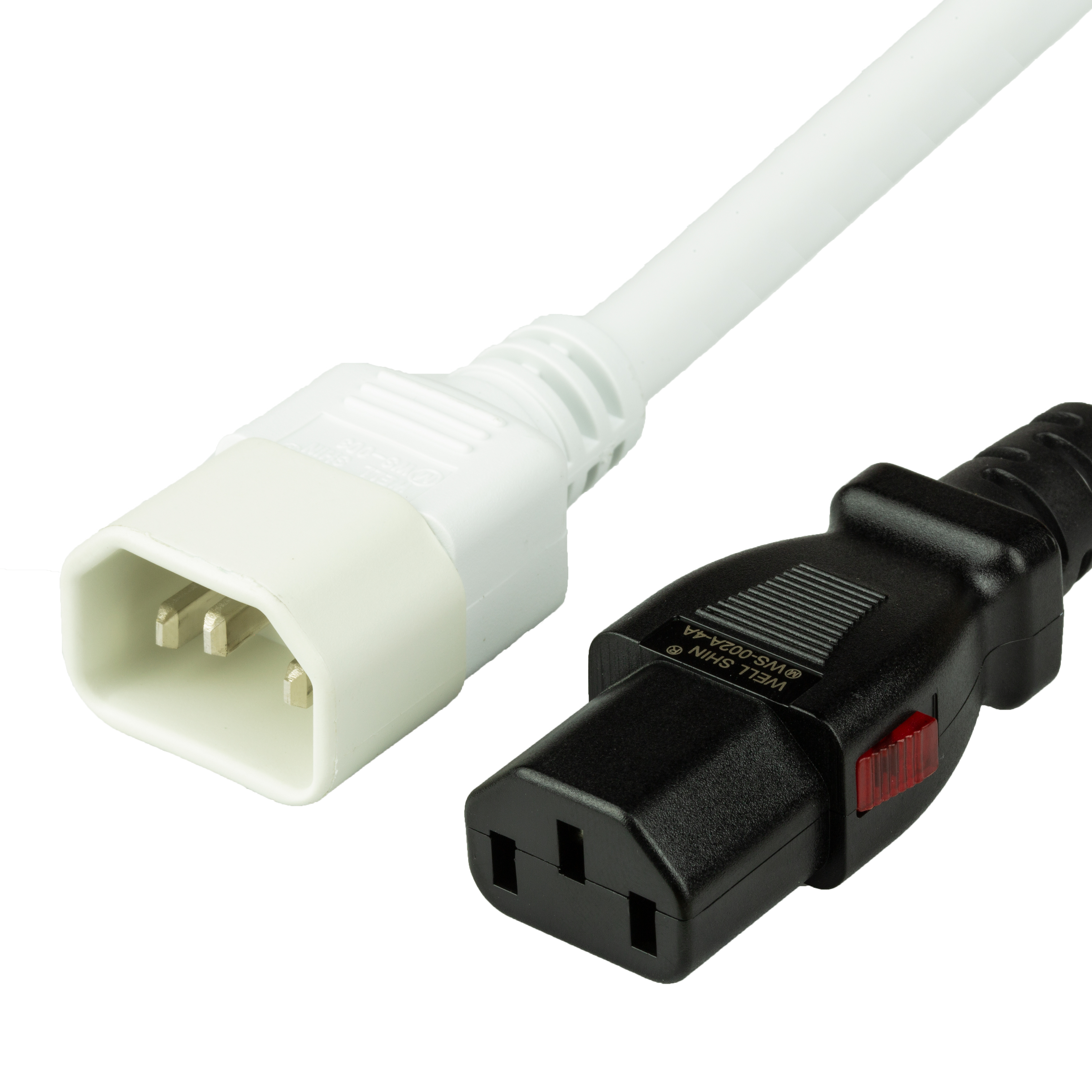 3FT A-Lock C13 C14 15A 250V WHITE Power Cord