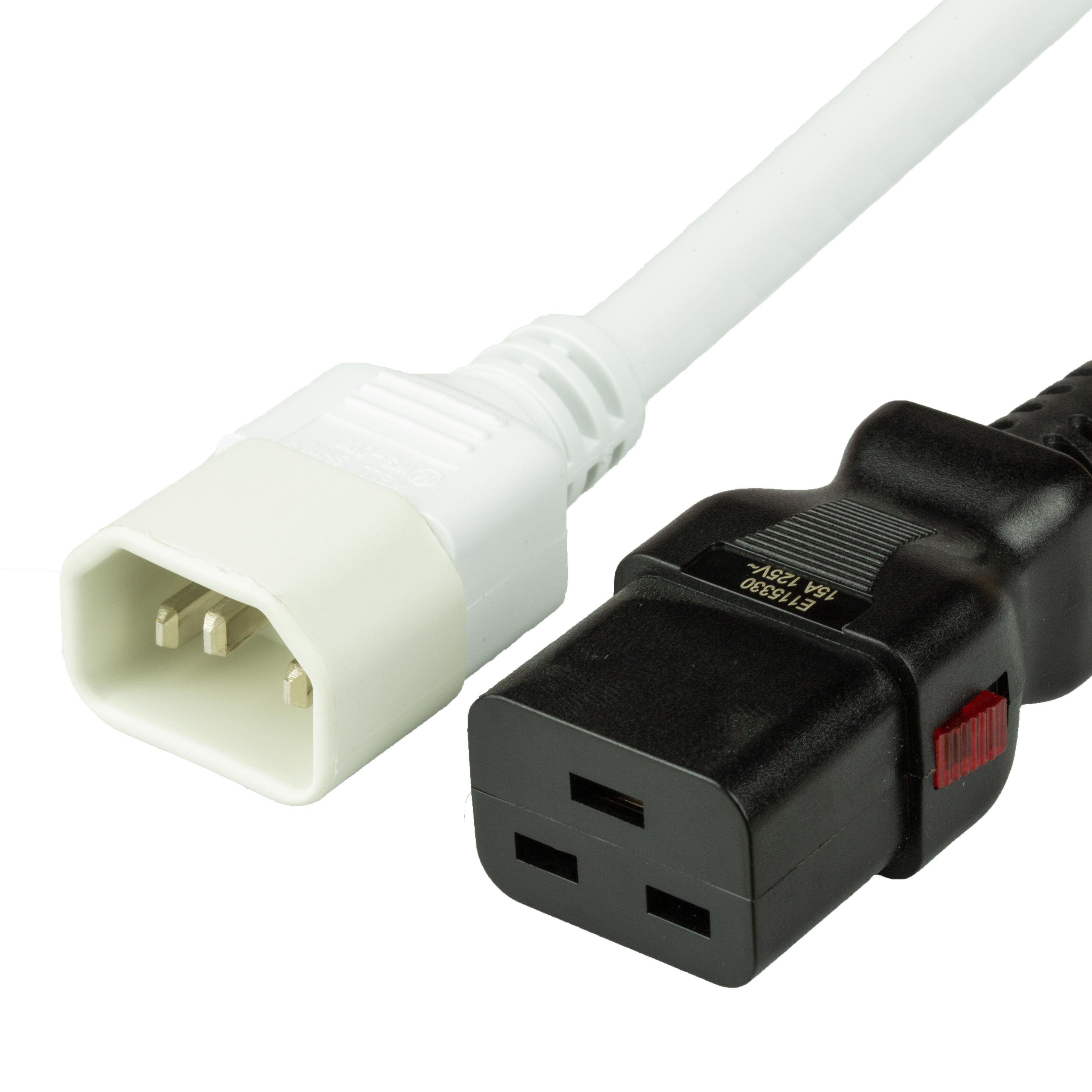 6FT A-Lock C19 C14 15A 250V WHITE Power Cord