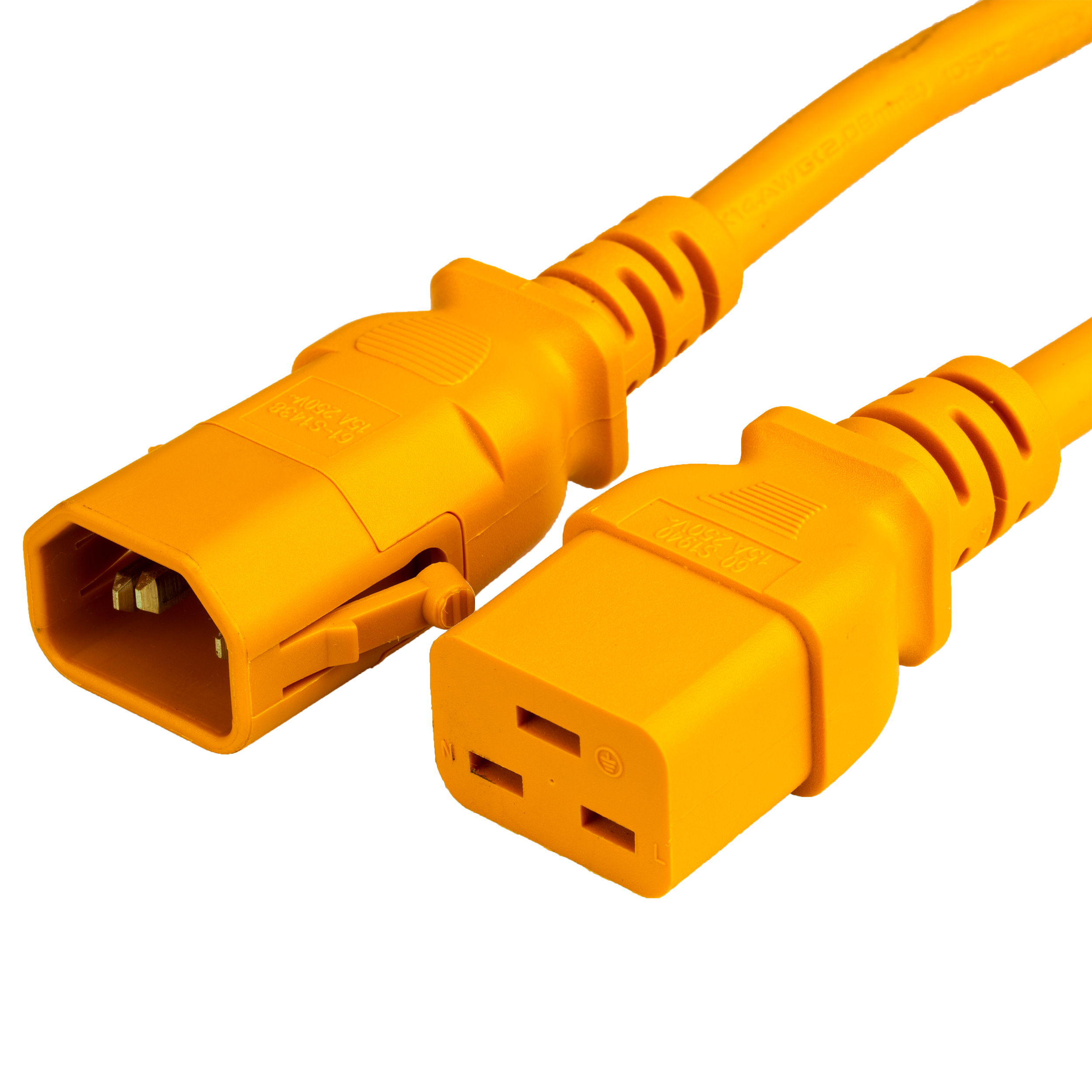 Orange 15A P-Lock C14 C19 Power Cords