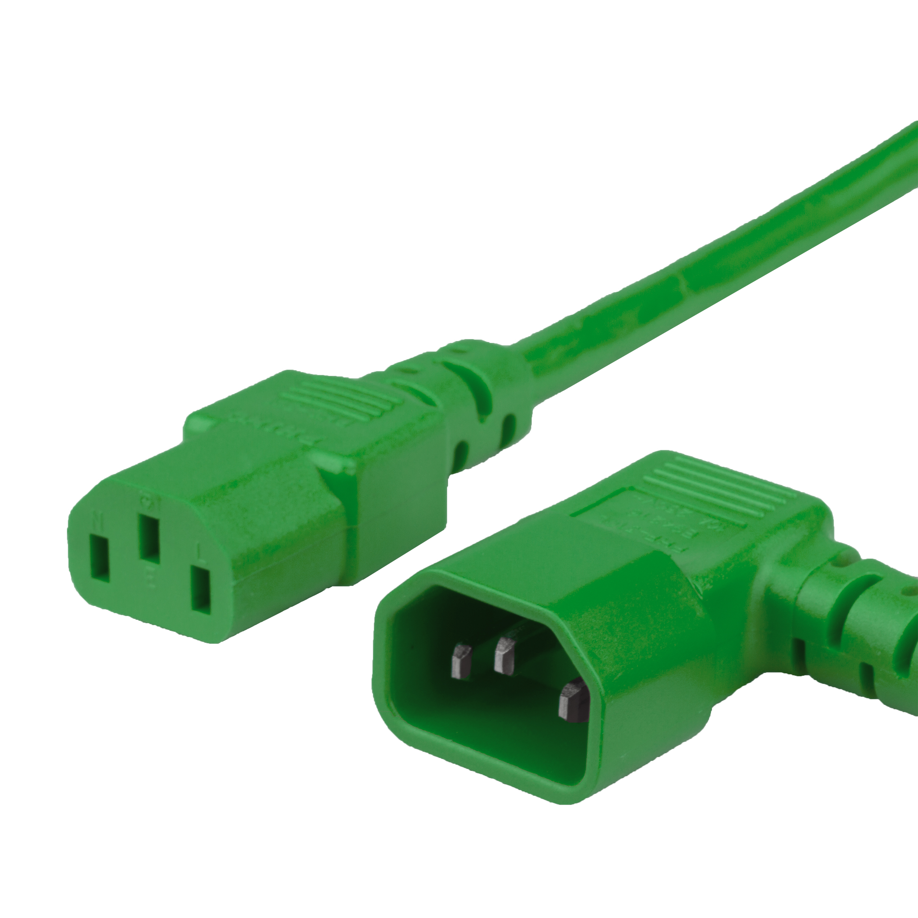 8FT IEC 60320 Left Angled C14 to C13, 10A 250V 18/3, Green Power Cable
