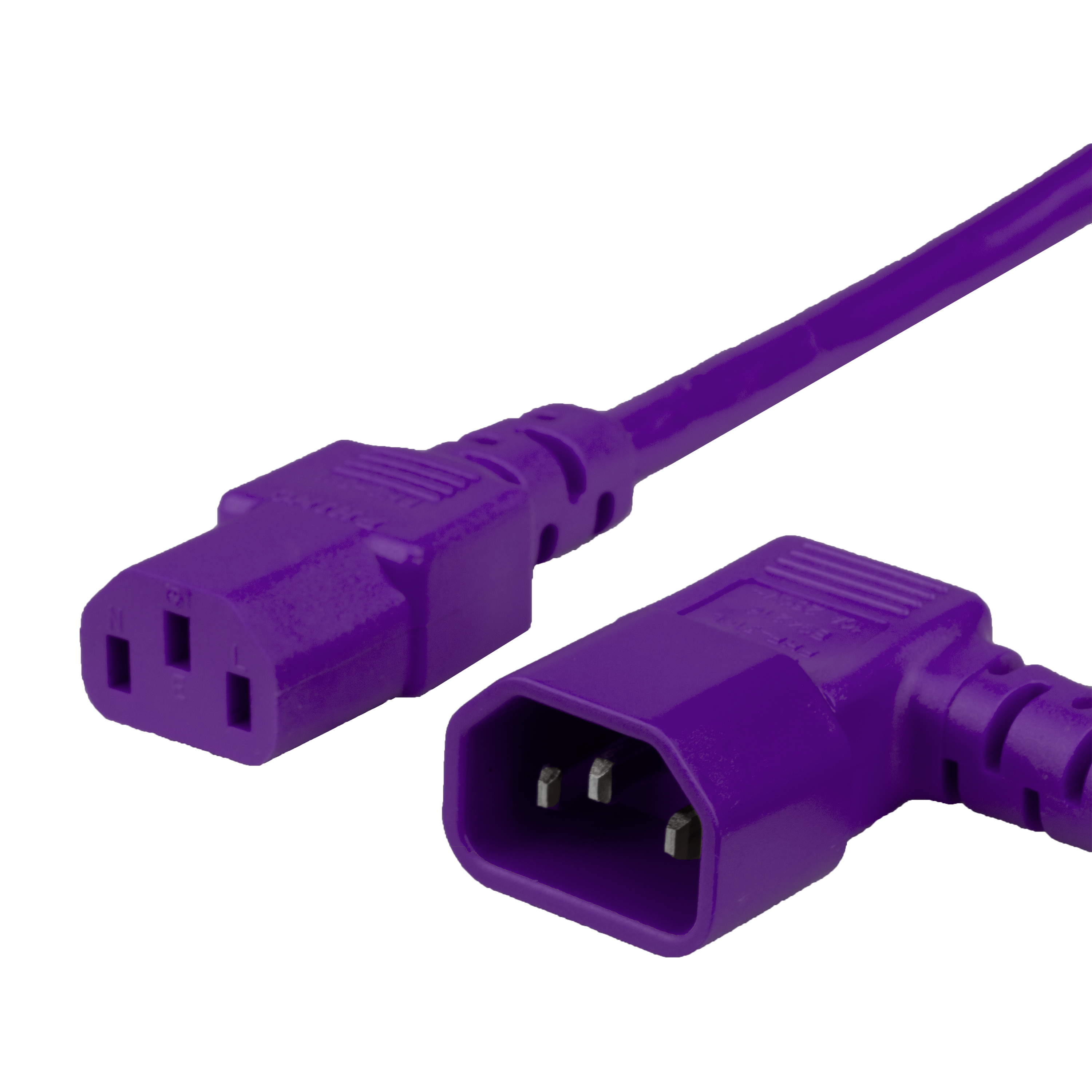 8FT IEC 60320 Left Angled C14 to C13, 10A 250V 18/3, Purple Power Cable