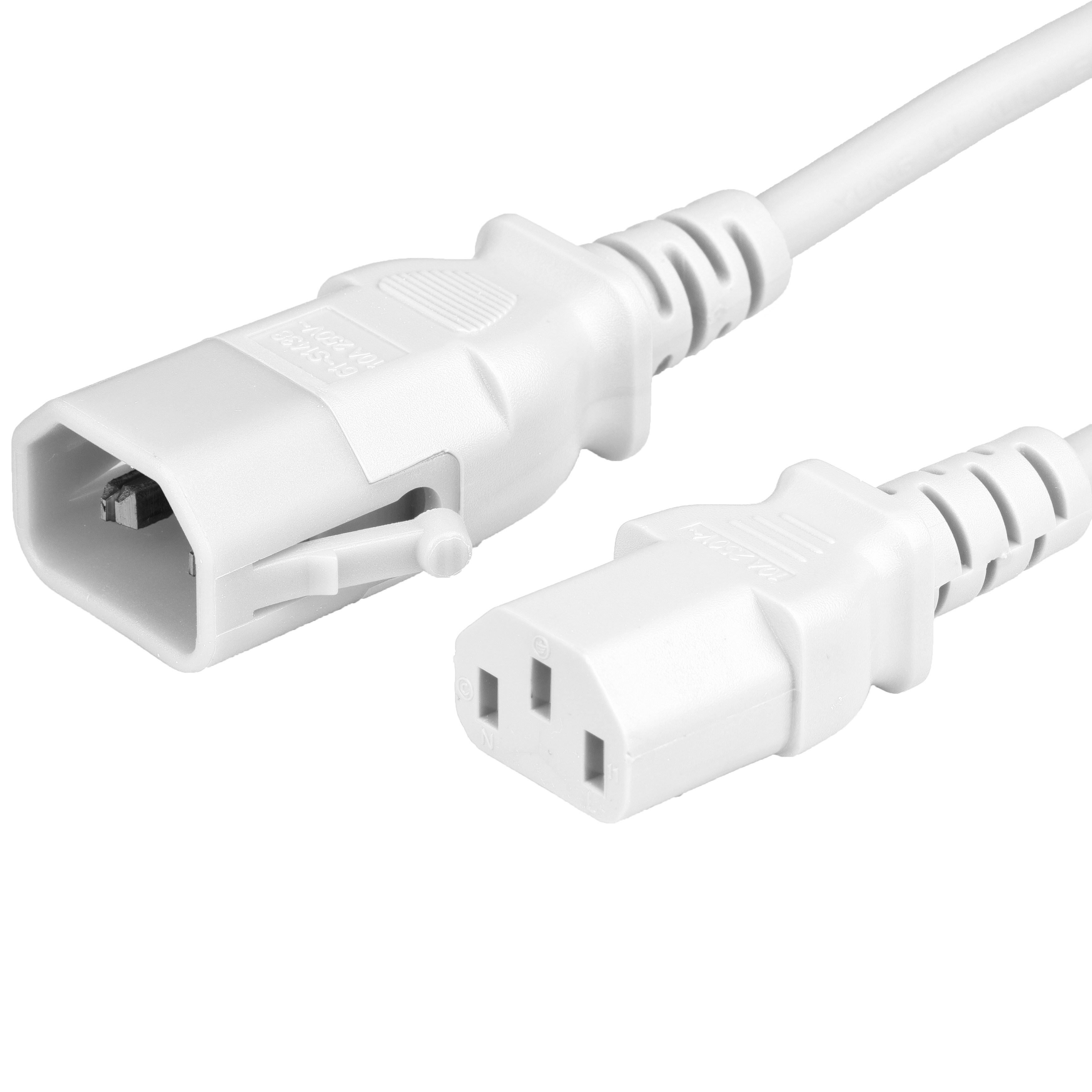 15FT P-LOCK C14 C13 15A 250V Power Cord - WHITE