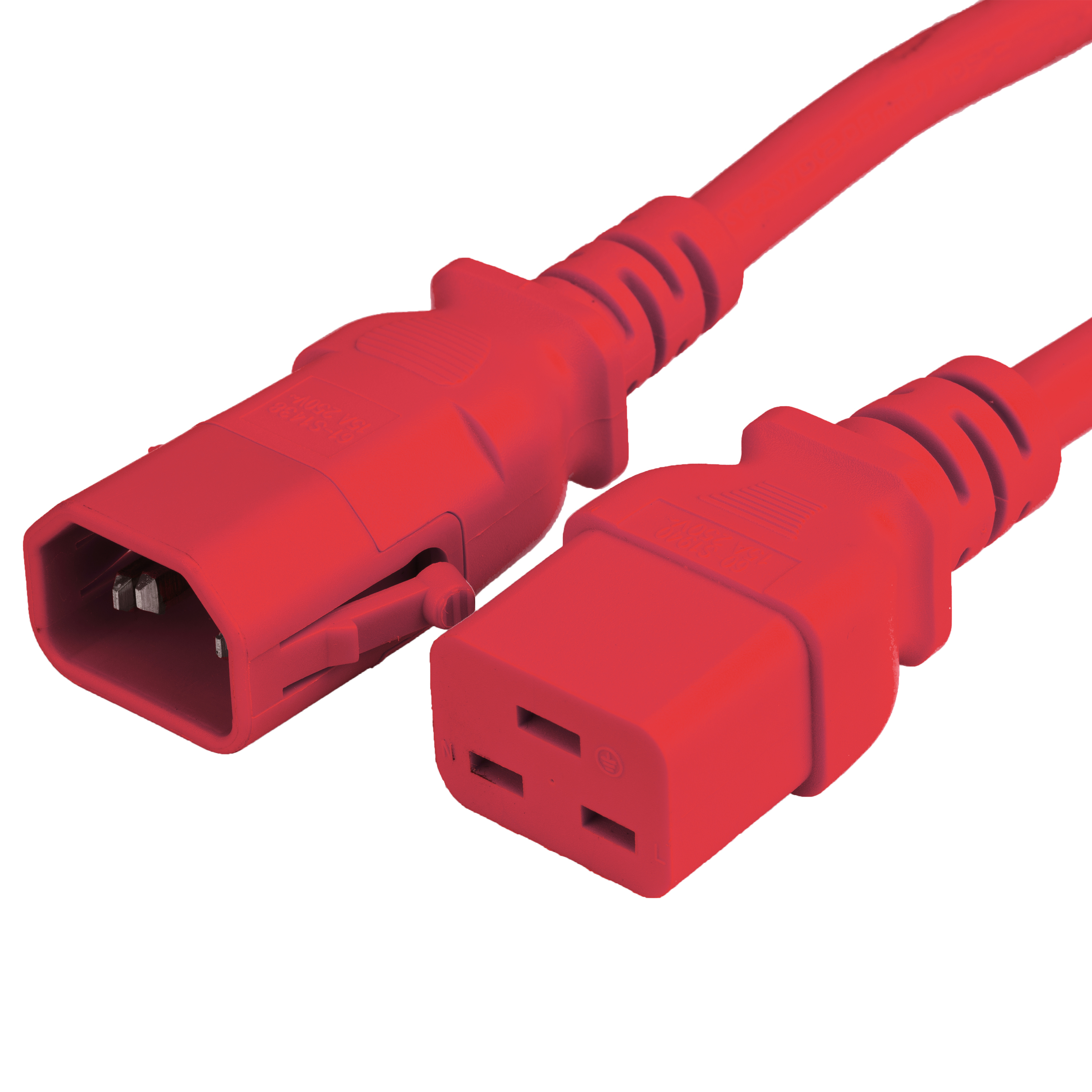 Red 15A P-Lock C14 C19 Power Cords | Colored Data Center Power Cords
