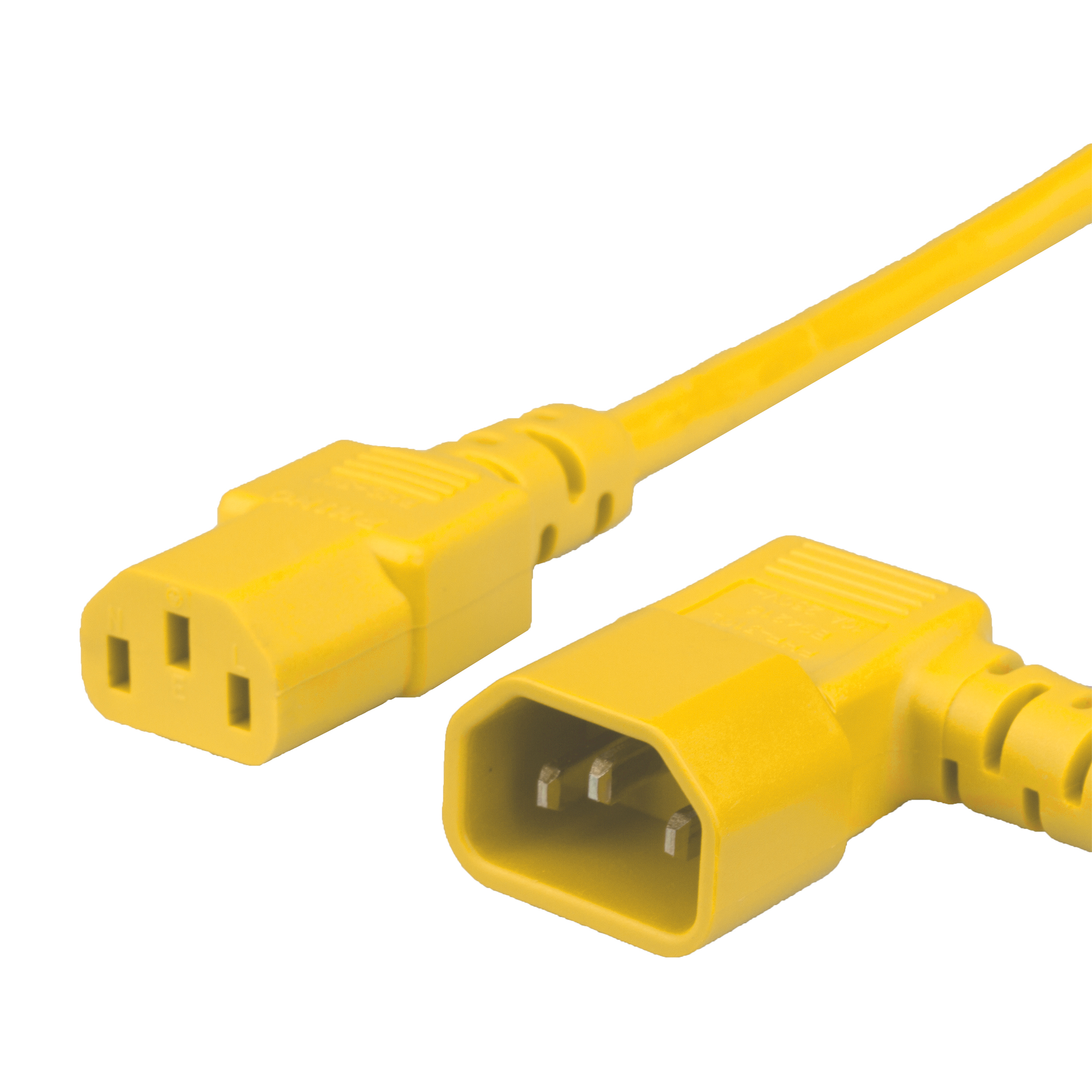 8FT IEC 60320 Left Angled C14 to C13, 10A 250V 18/3, Yellow Power Cable