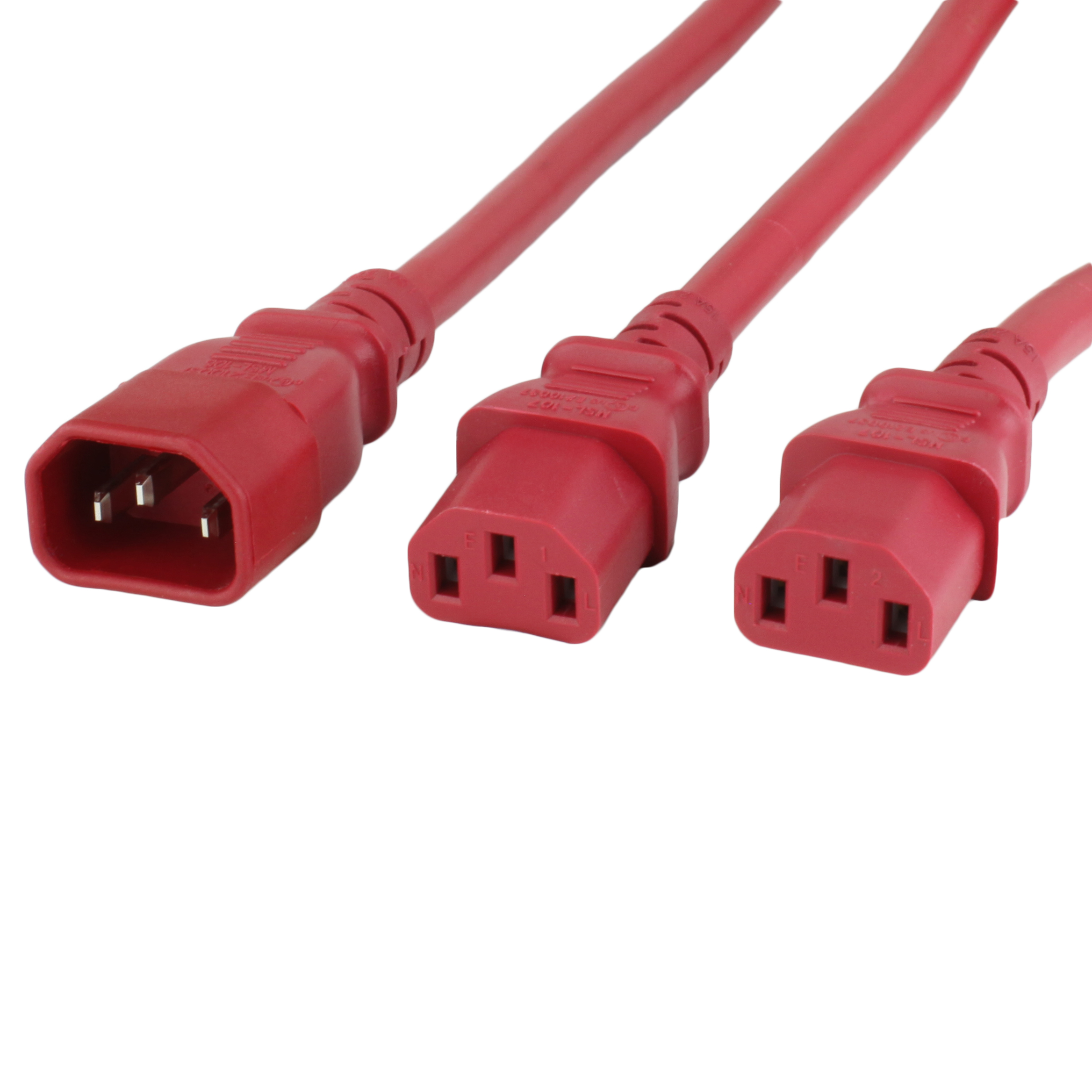 15A C14 to C13 2x SPLITTER - RED