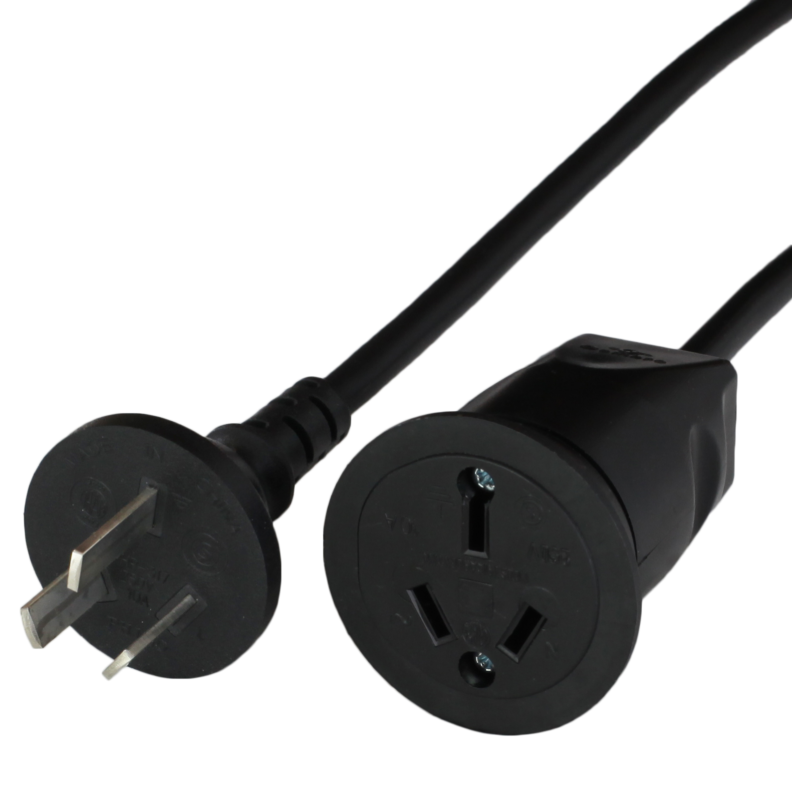 2m Argentina IRAM 2073 10A 250V Extension Cord - BLACK