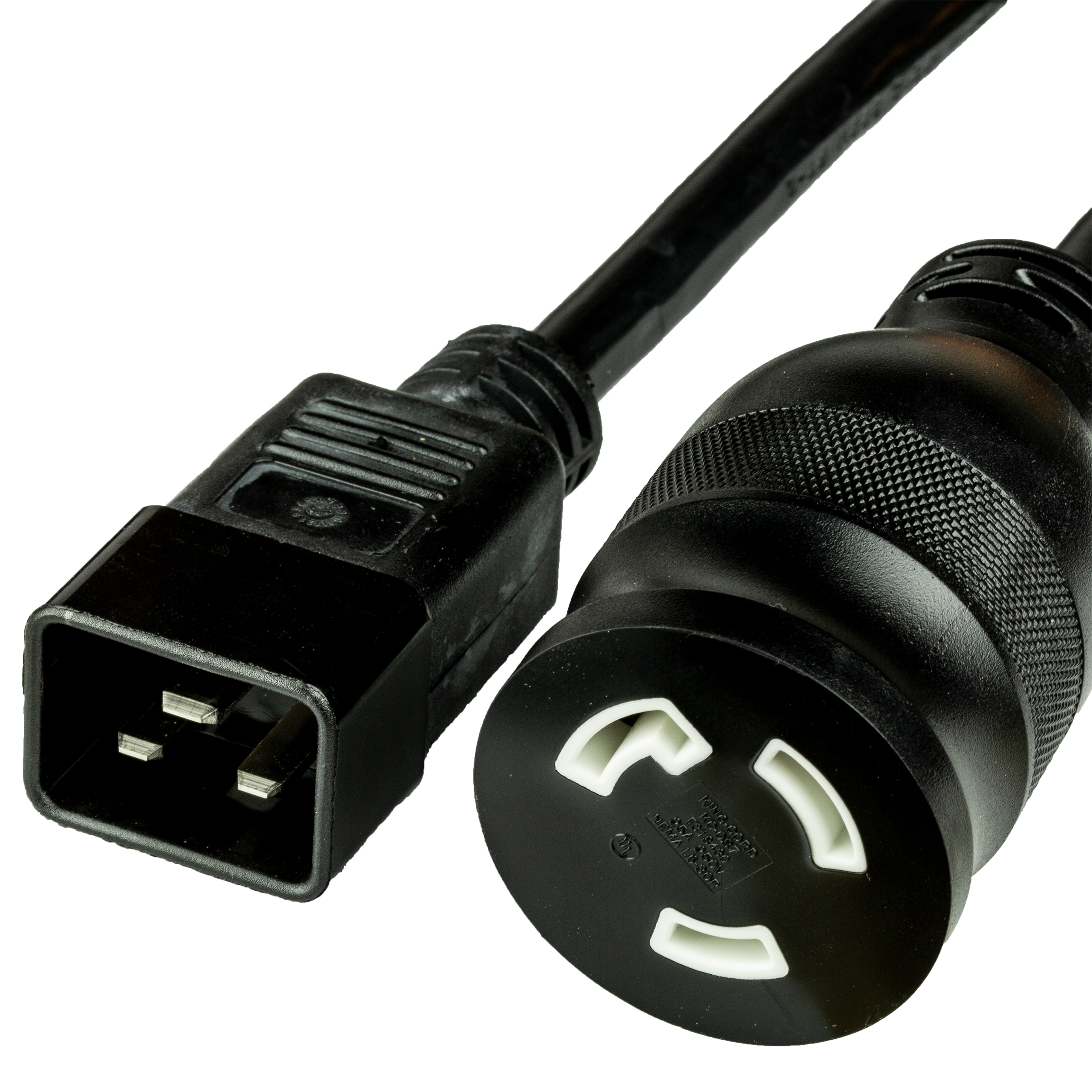 Black IEC 60320 C20 to NEMA L6-20R Locking Adapter Cords