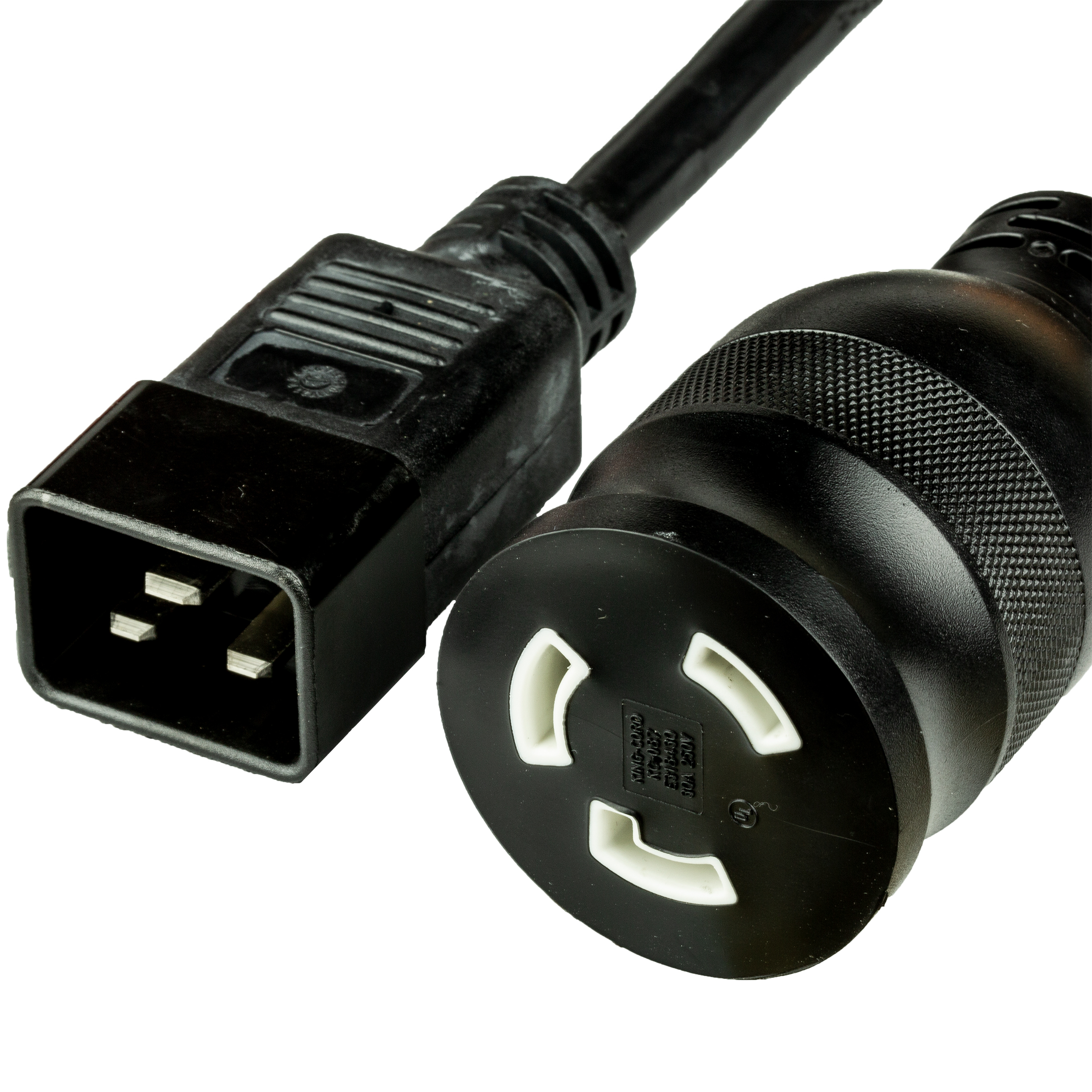 Black IEC 60320 C20 to NEMA L6-30R 250V 30A Locking Adapter Cords