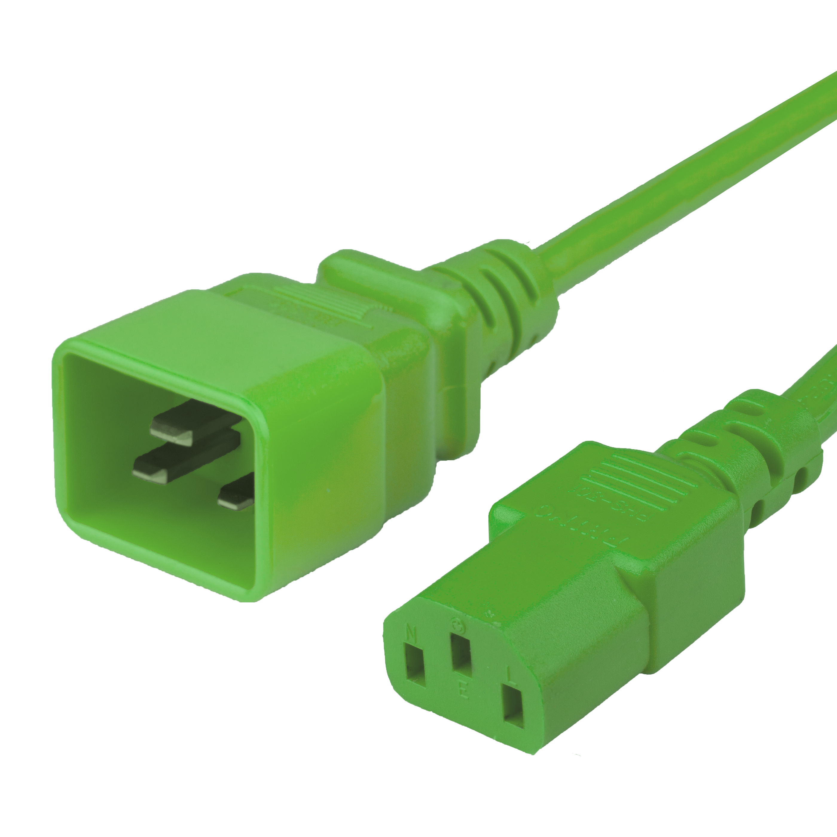 Green 15A C20 C13 Adapter Power Cords | Colored Data Center Power Cords