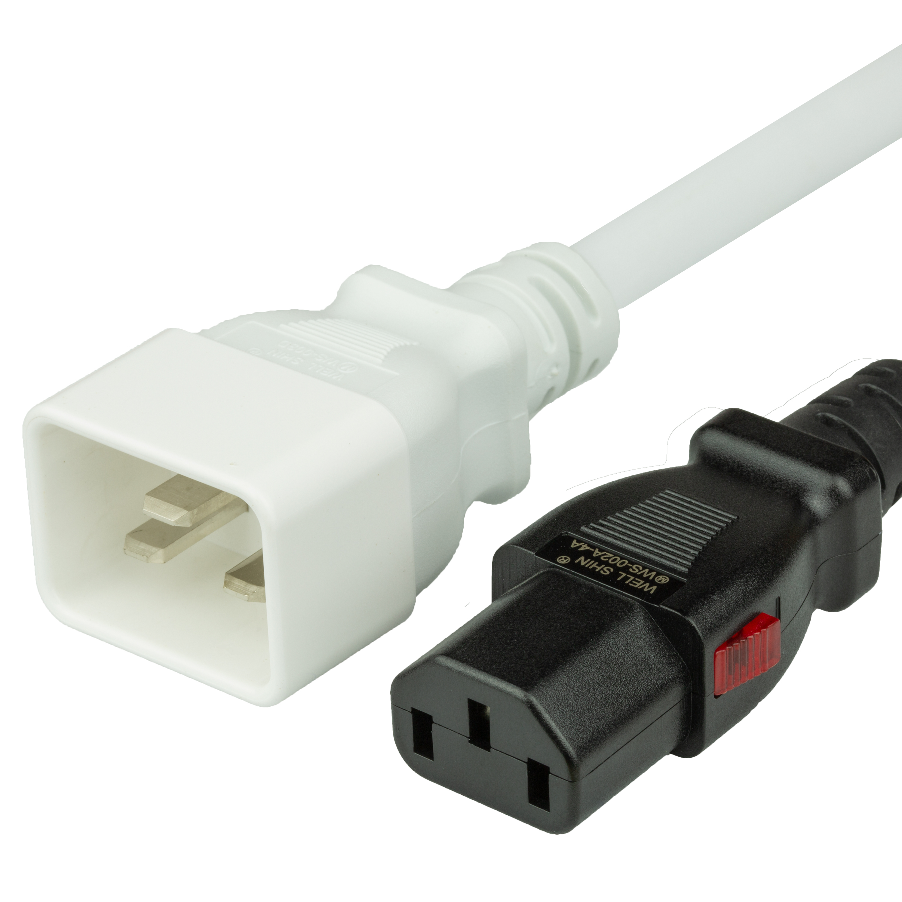 White 15A A-Lock C13 C20 Power Cords