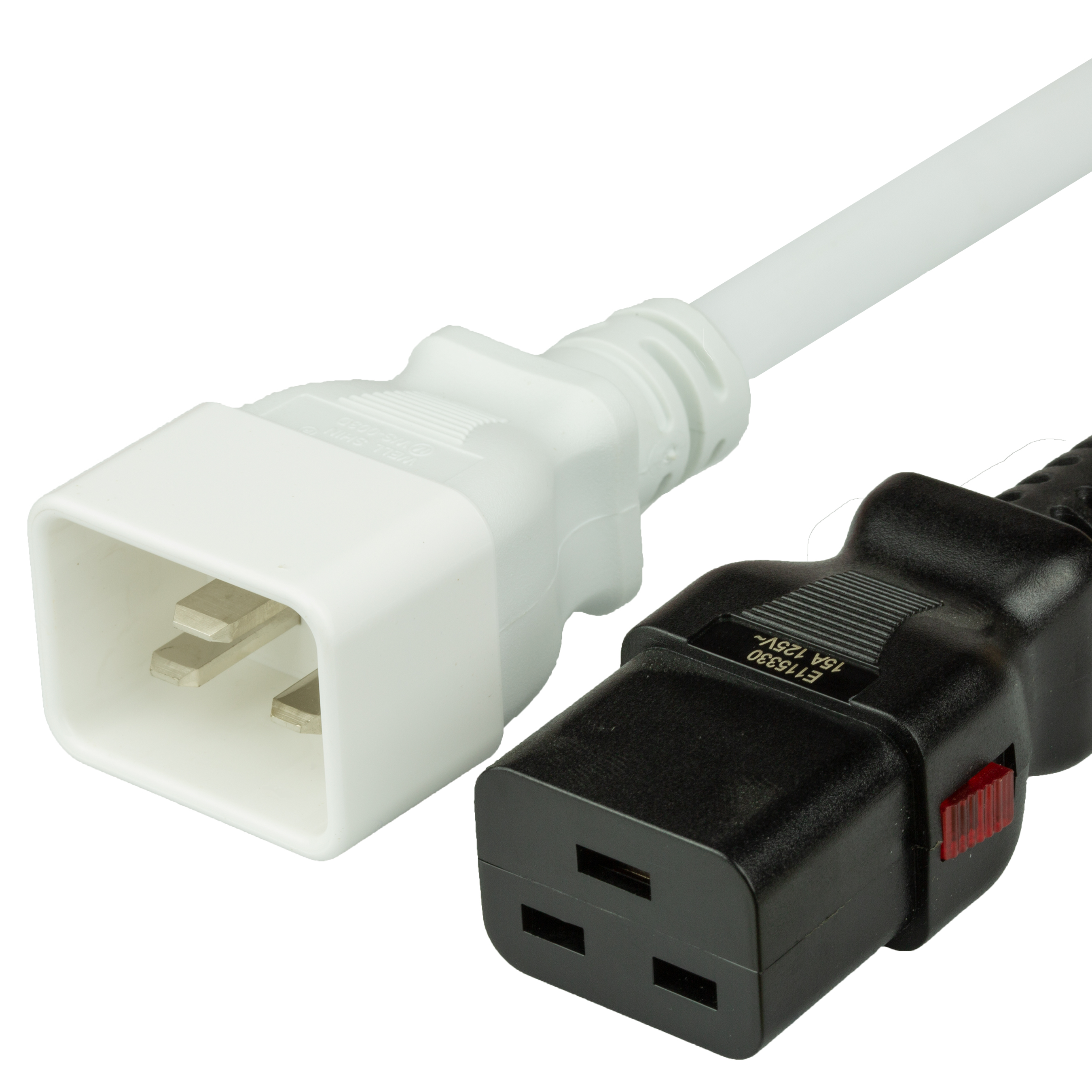 White 15A A-Lock C20 C19 Power Cords