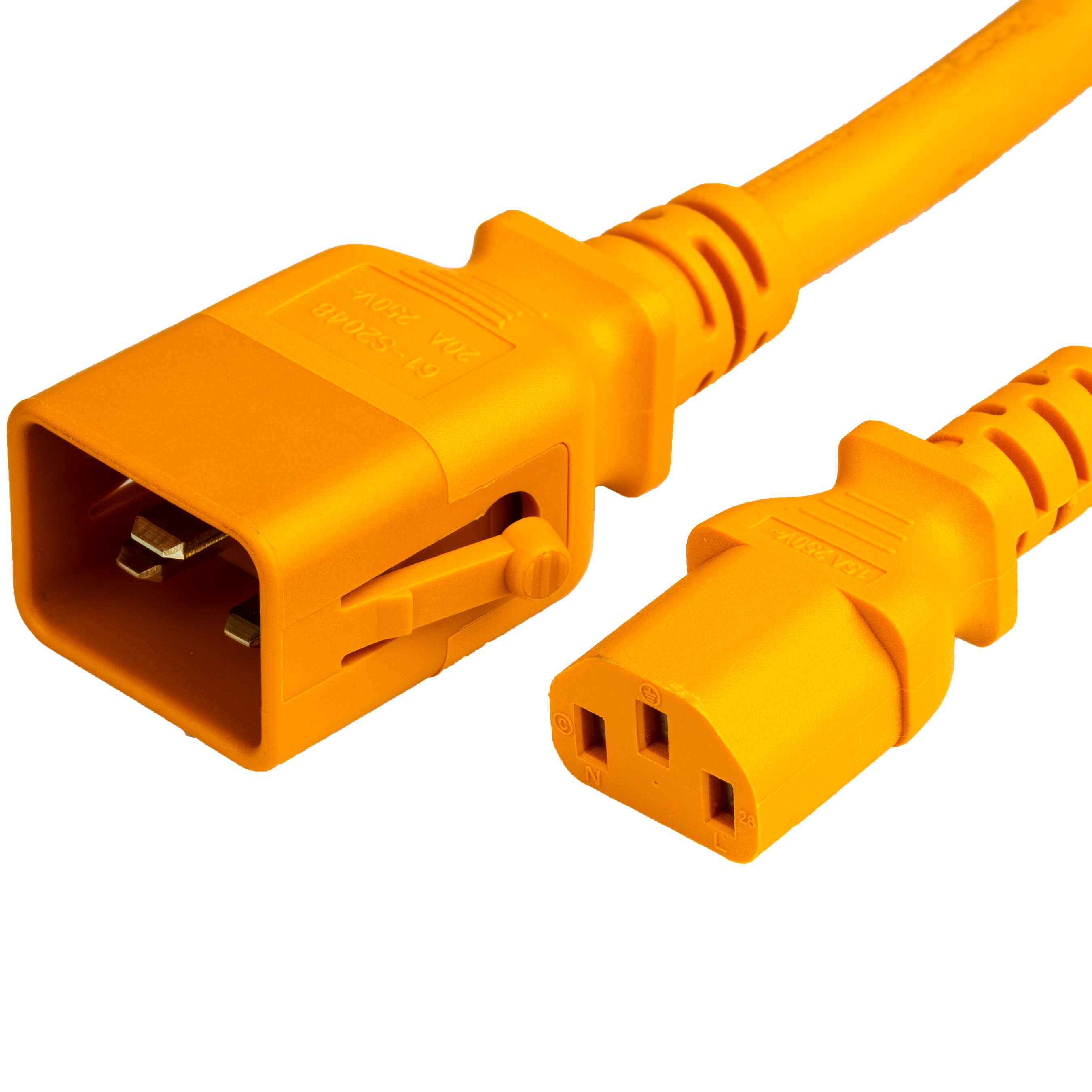 Orange 15A P-Lock C20 C13 Power Cords