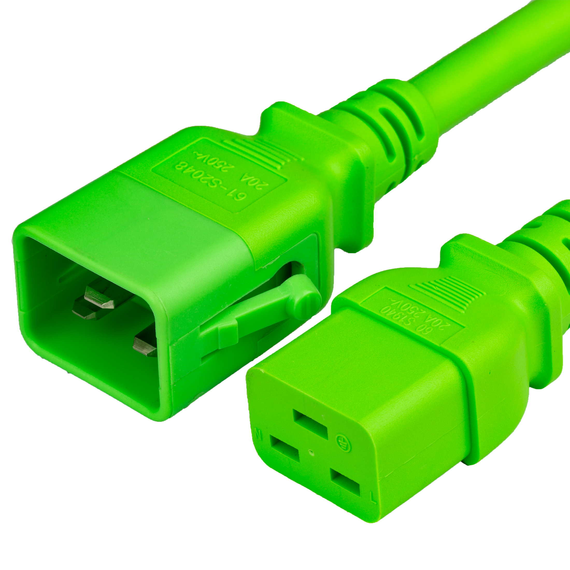 Green 20A P-Lock C20 C19 Power Cords