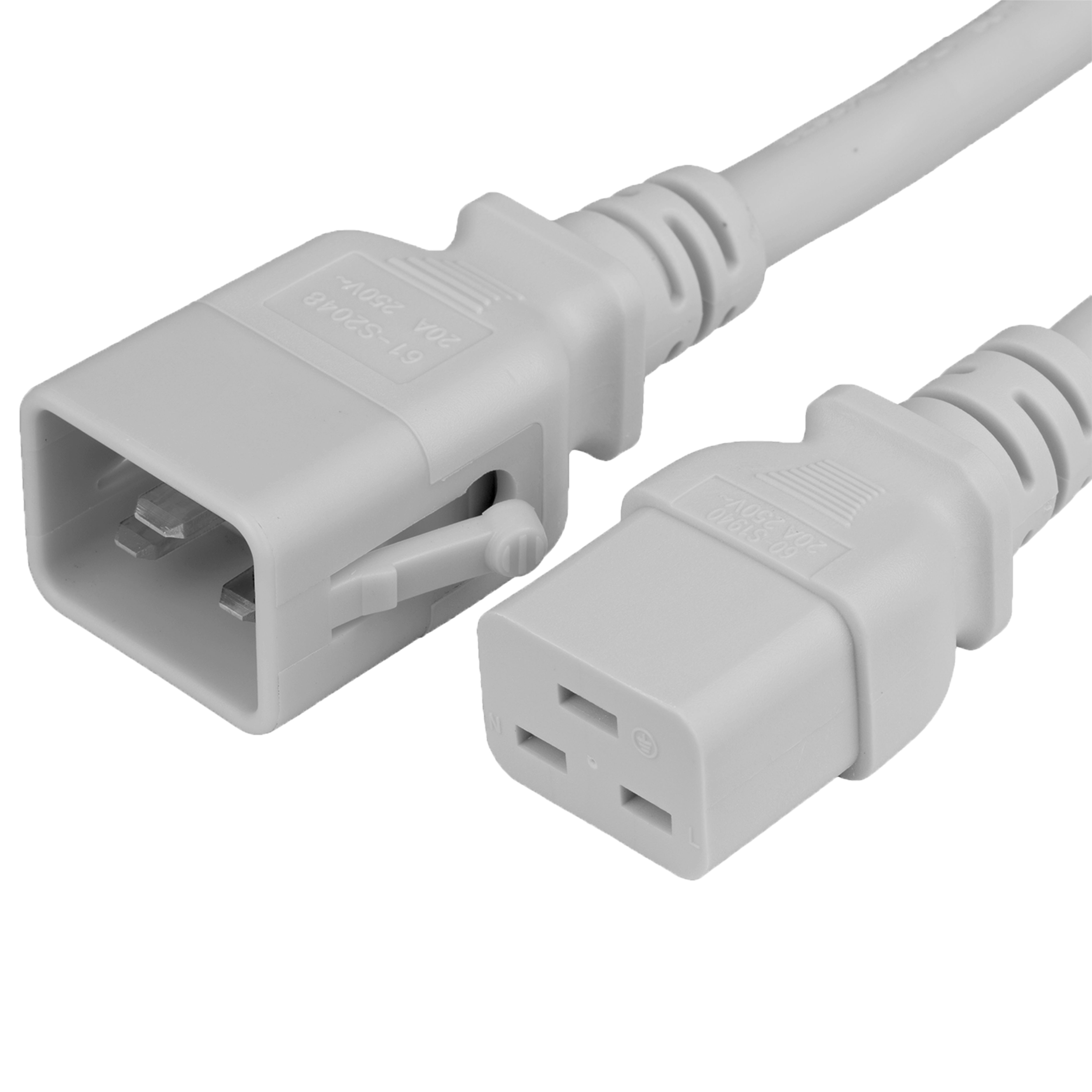 White 20A P-Lock C20 C19 Power Cords
