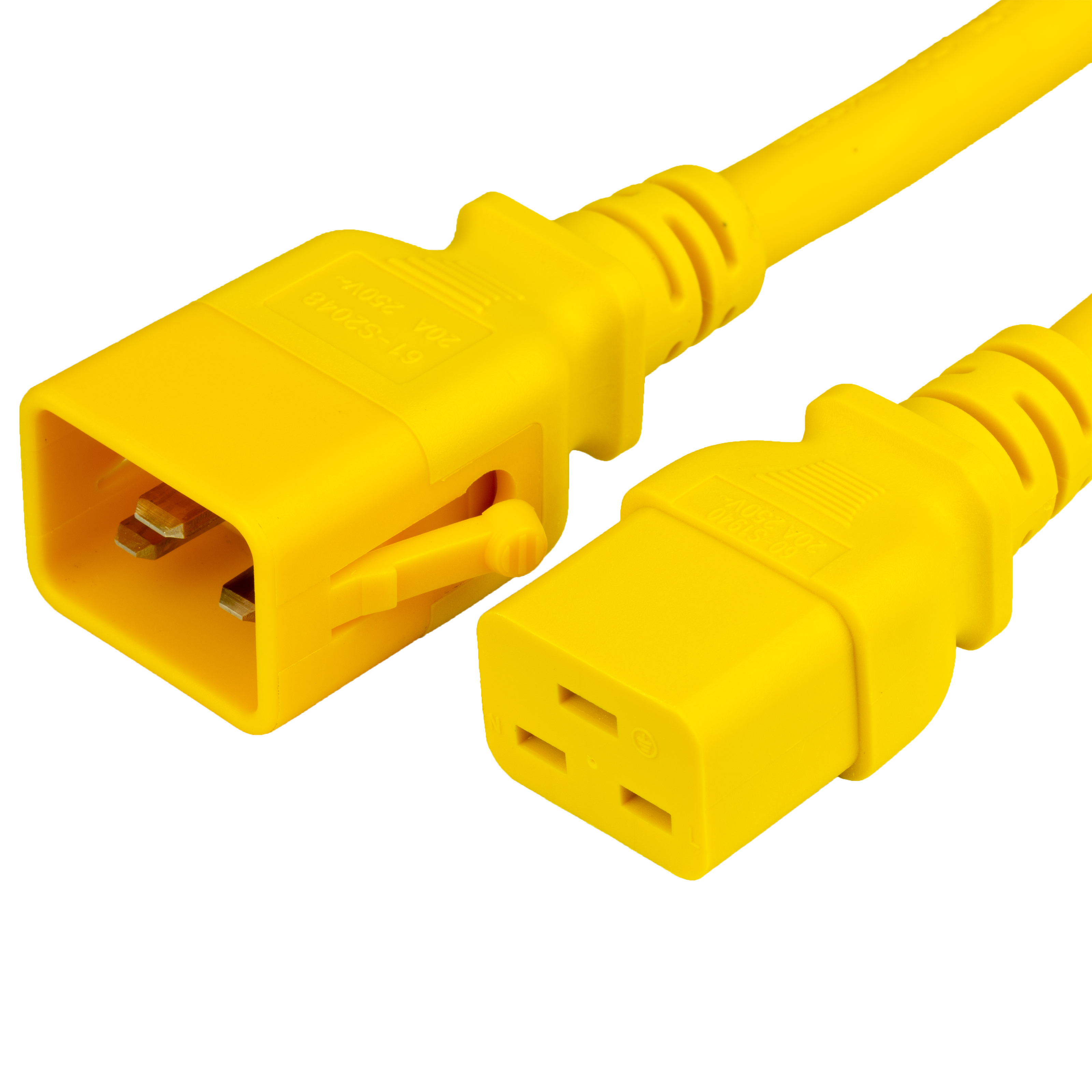Yellow 20A P-Lock C20 C19 12awg Heavy Duty Locking Power Cords