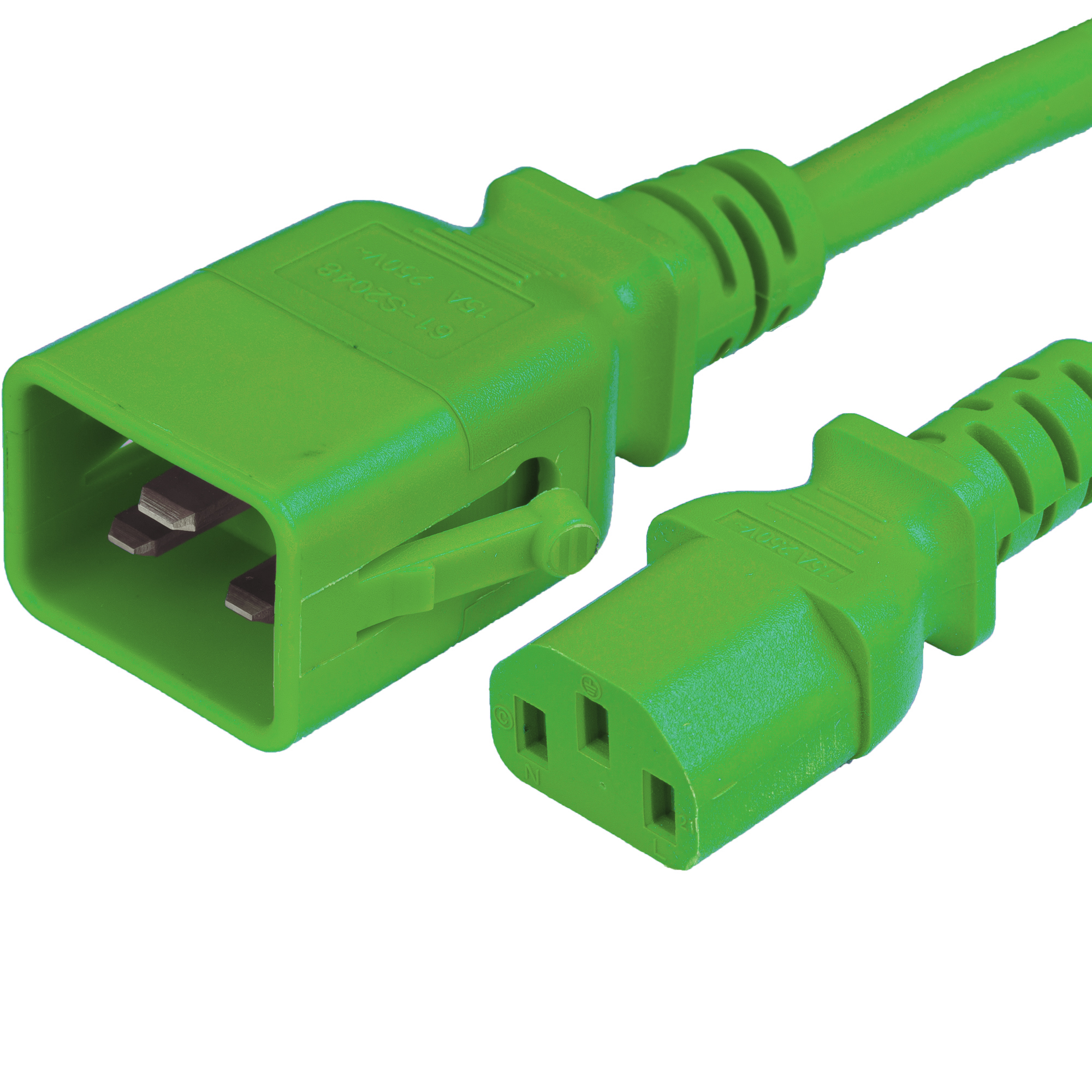 Green 15A P-Lock C20 C13 Locking Data Center Cords