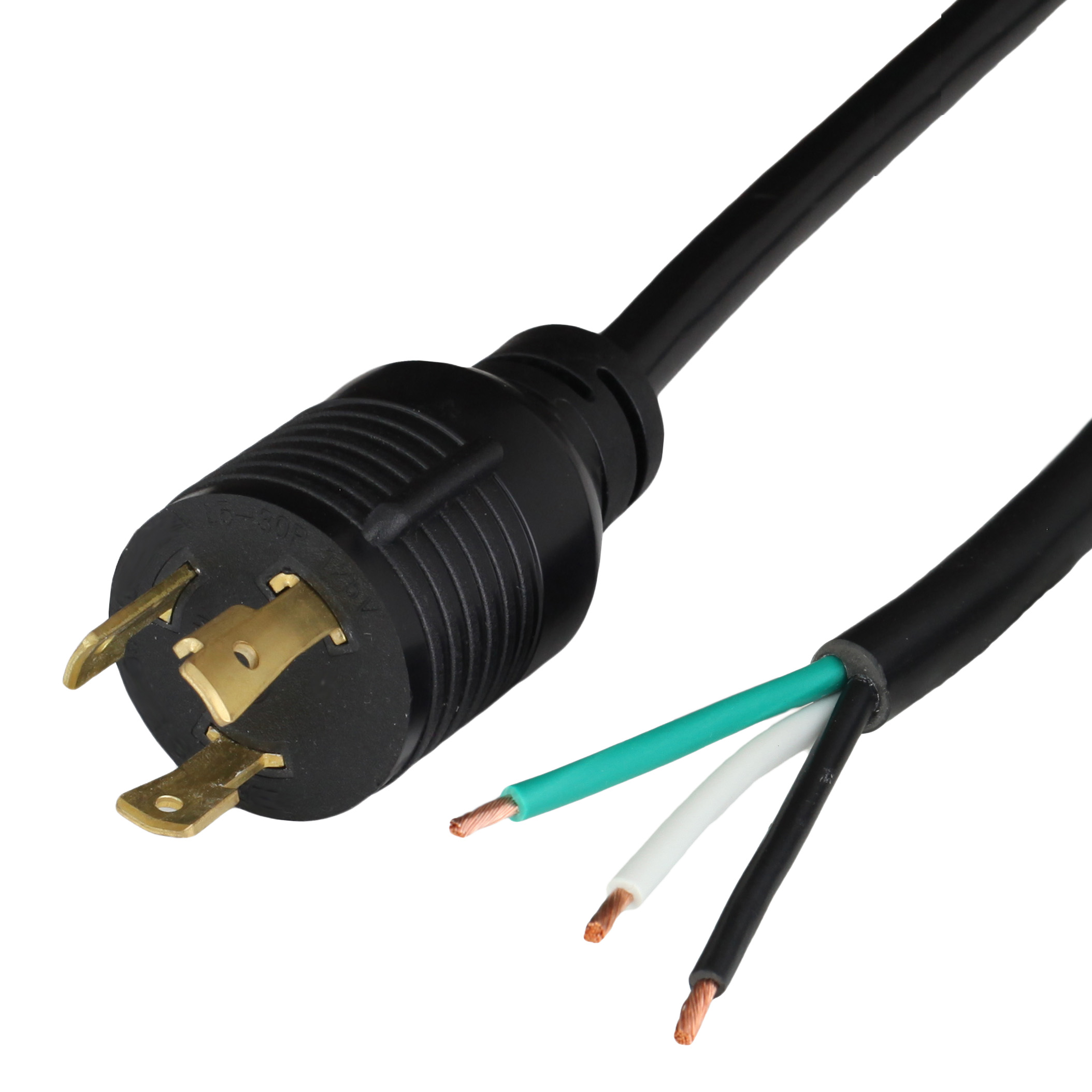 30A 125V NEMA L5-30P to Open (Whips, Pigtails) Power Cords
