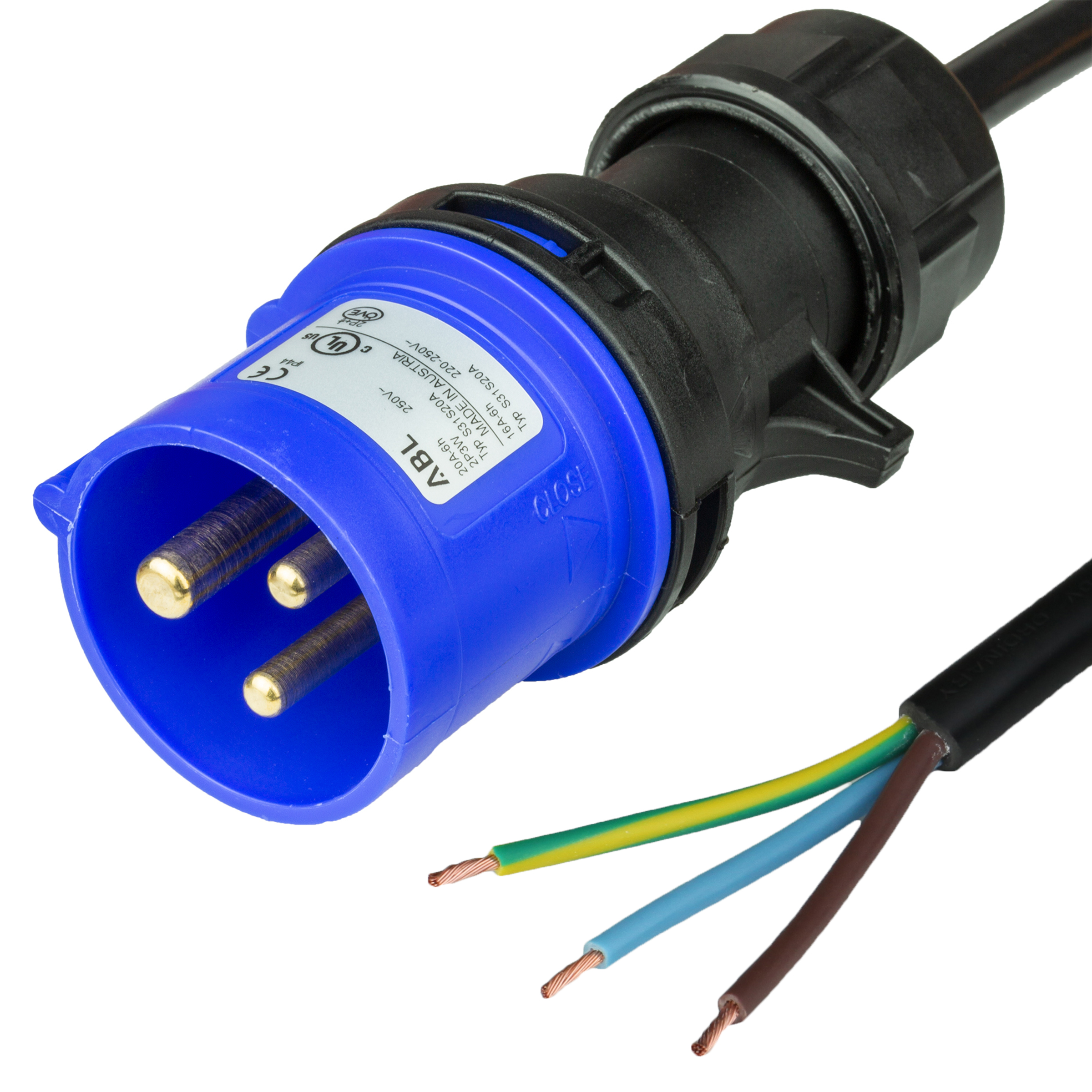 North America/Europe 16/18A 250V IEC60309 316/320P6S to OPEN Power Cords