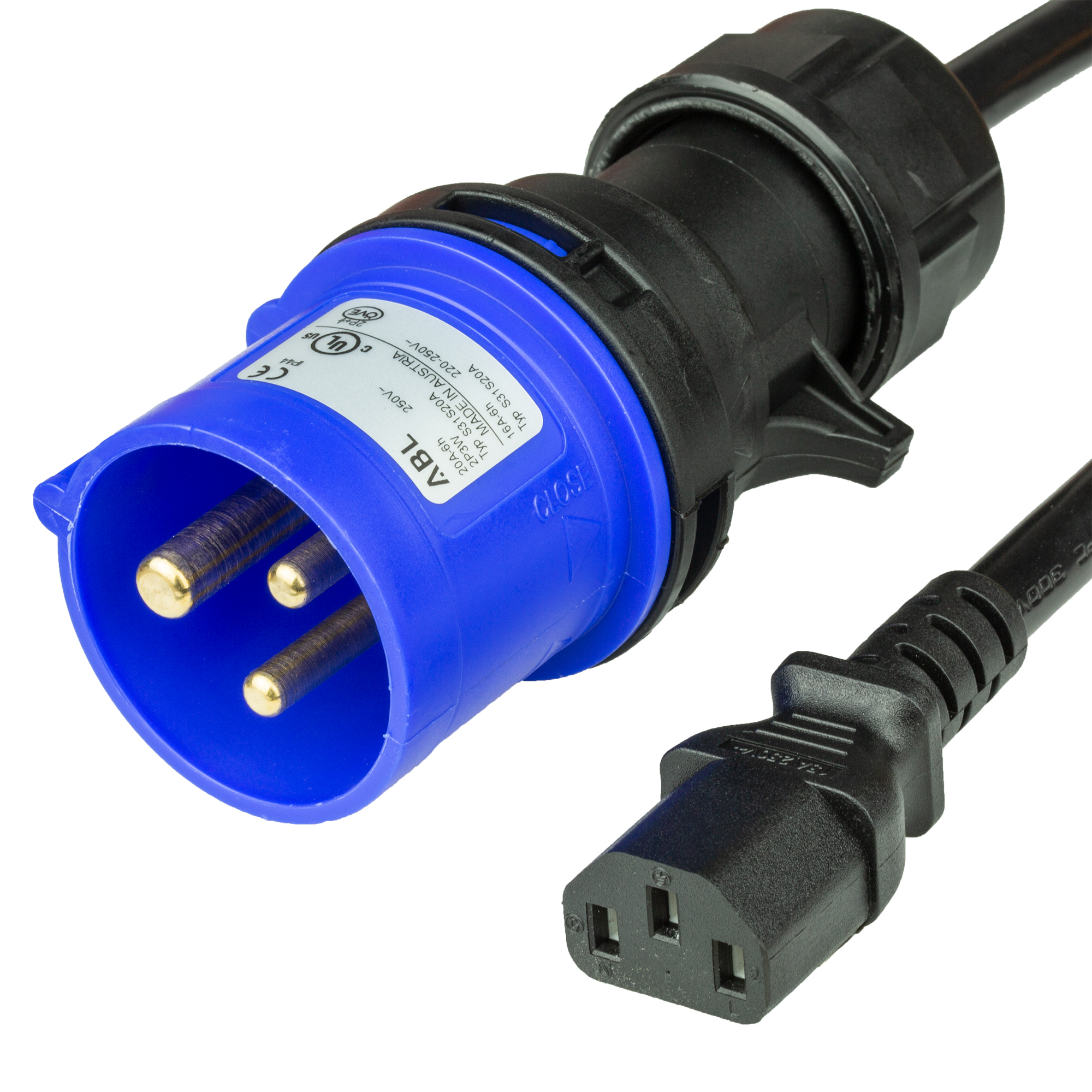 Black IEC 60309 320P6 to C13 15A 250V 14awg-3c SJT cUL North America