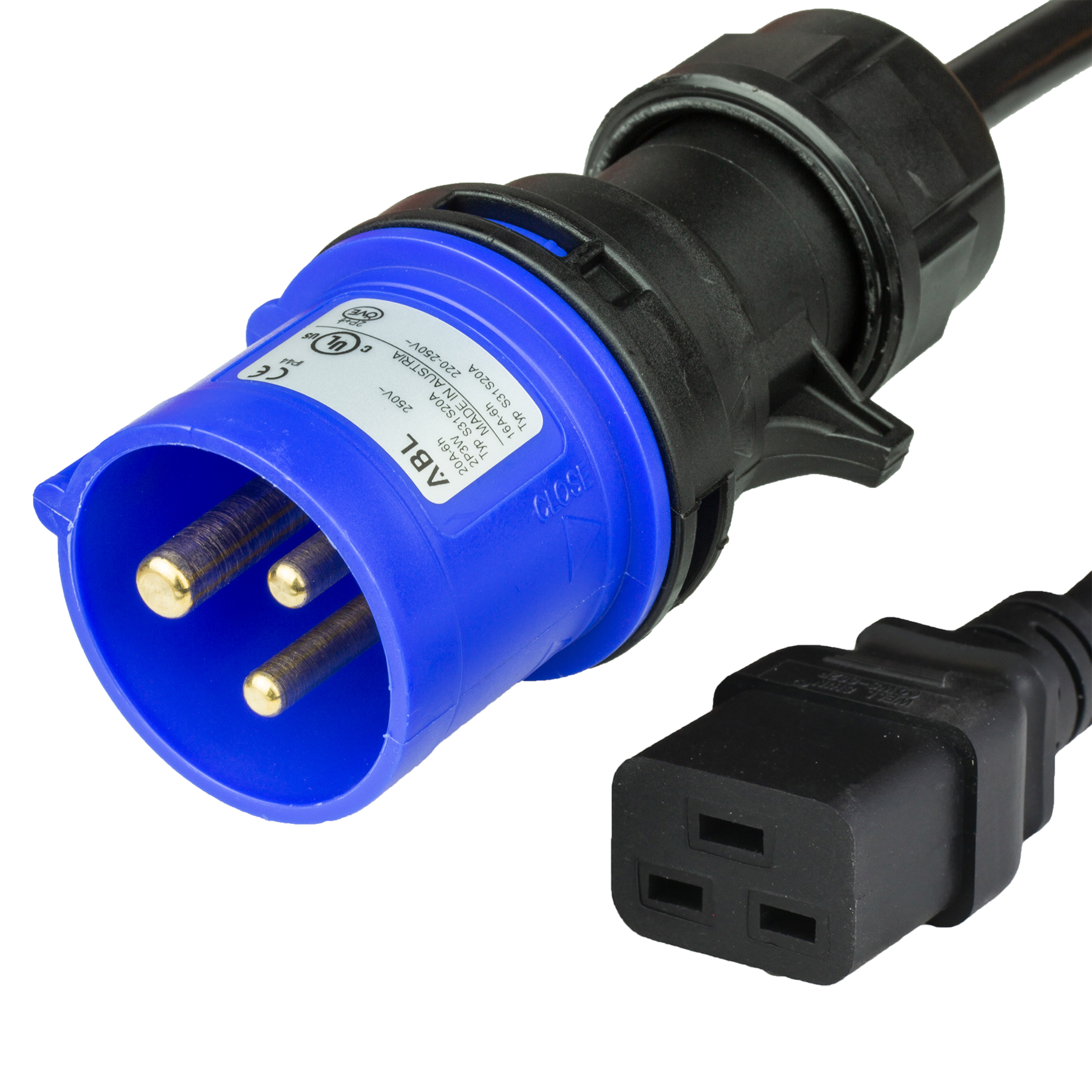 IEC 60309 320P6 to C19 20A 250V 12awg-3c SJT cUL North America Power Cord