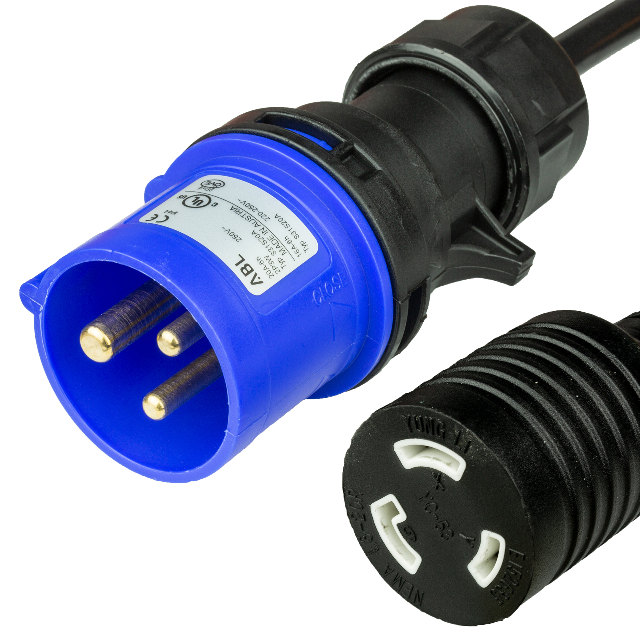 IEC60309 320P6 to NEMA L6-20R Twist-Lock 20A 250V 12awg-3c SJT UL cUL North America
