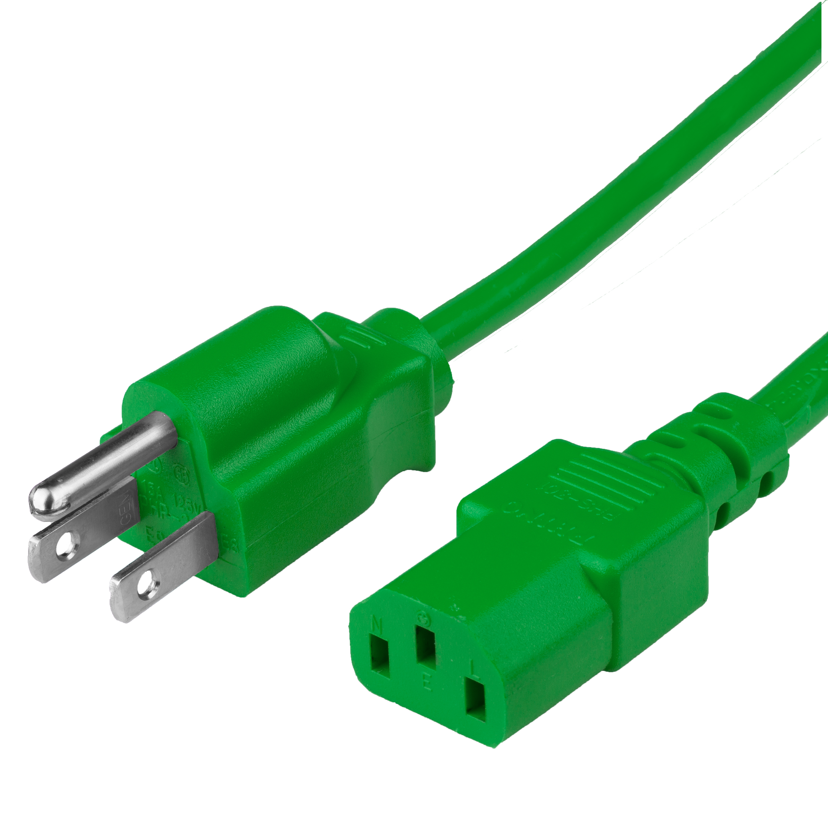 3FT NEMA 5-15P to IEC60320 C13 10A 125V Power Cord - GREEN