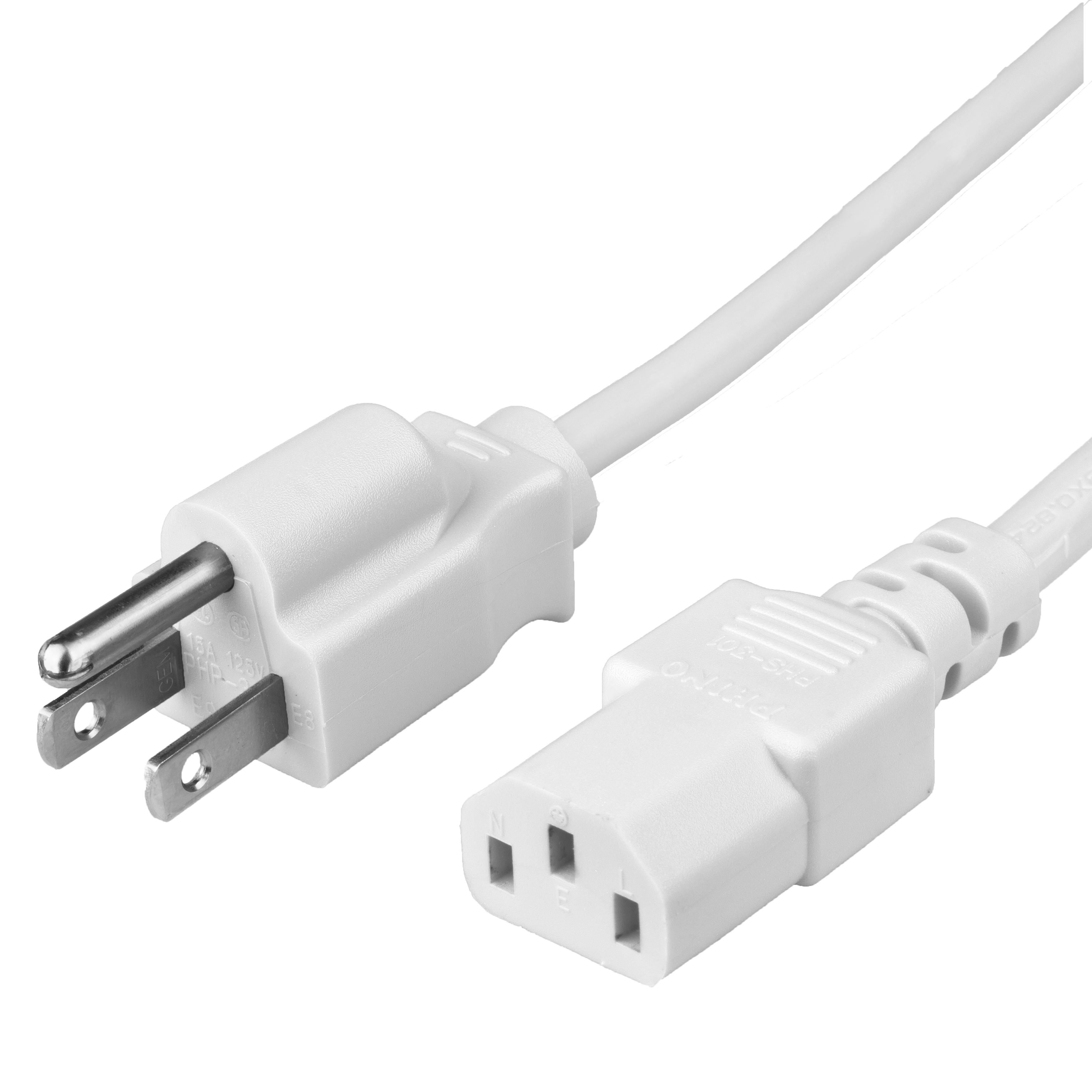 White 10A NEMA 5-15P to IEC 60320 C13
