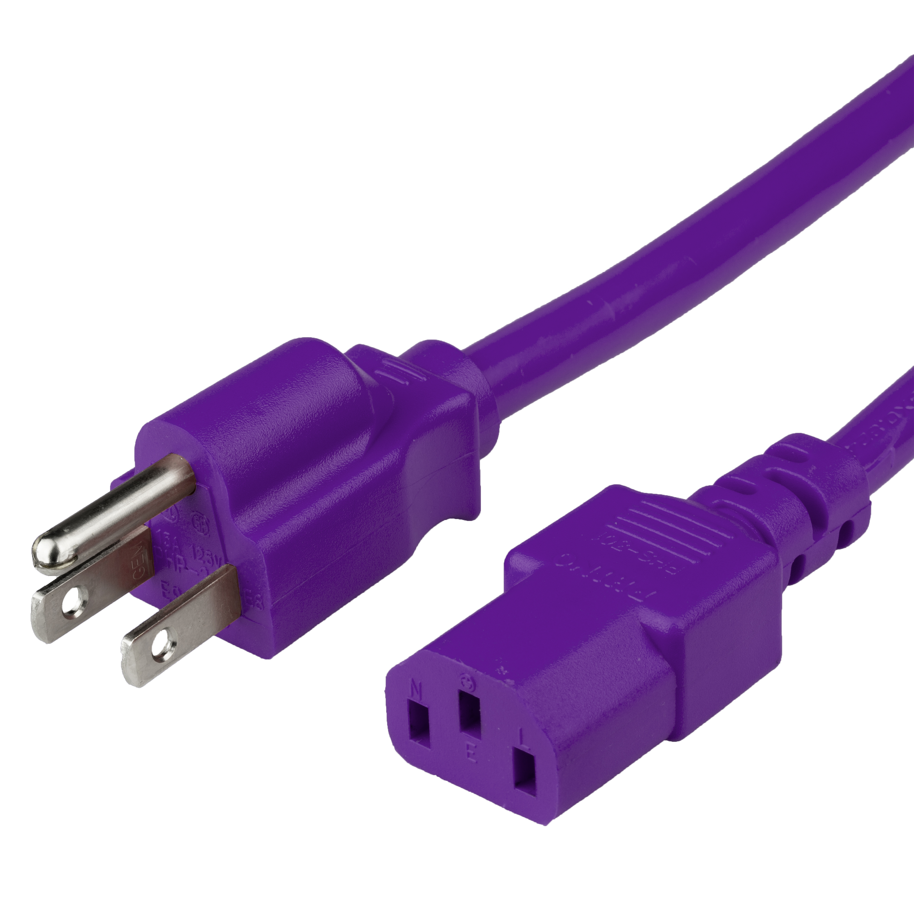 15A Purple NEMA 5-15P to IEC 60320 C13 Adapter Power Cords