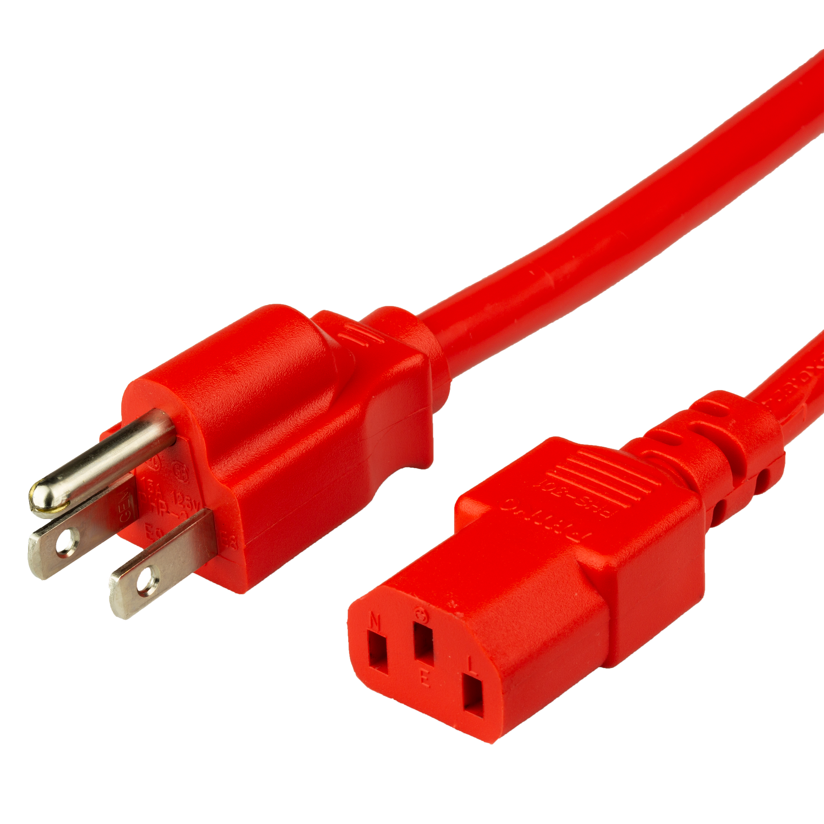 15A Red NEMA 5-15P to IEC 60320 C13 Adapter Power Cords