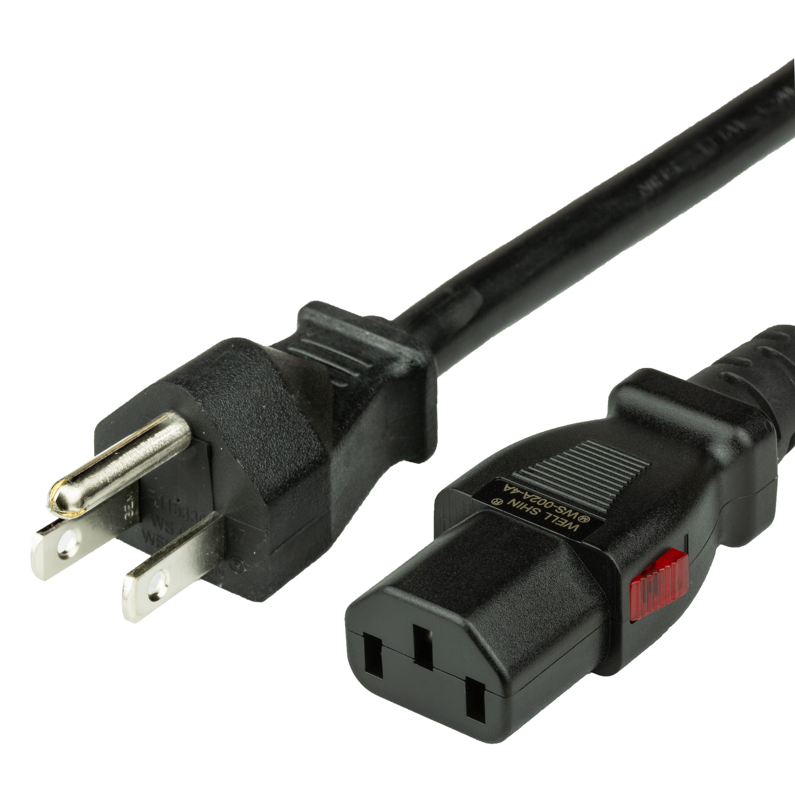 Black 15A A-Lock C13 5-15P Power Cords