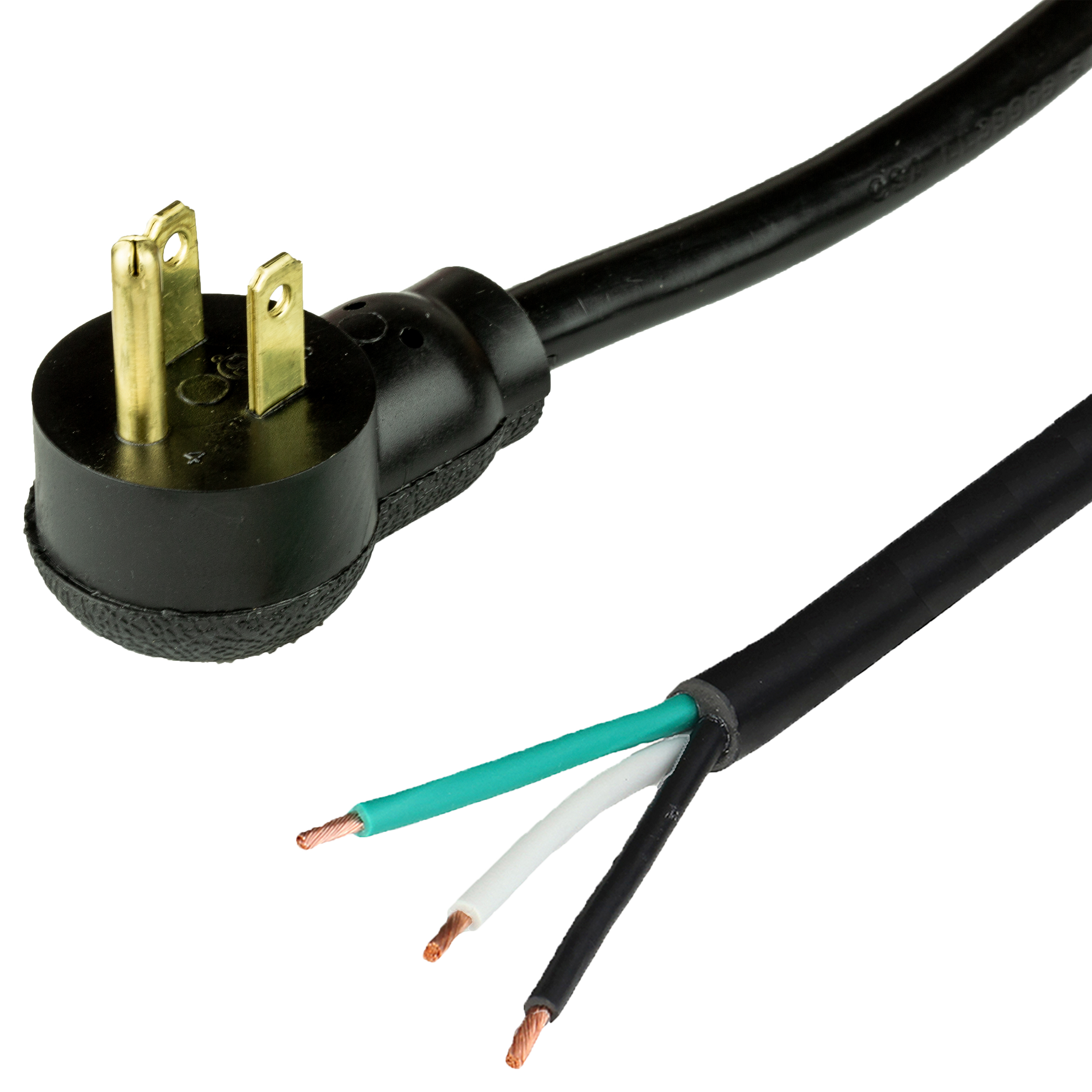 NEMA 5-15P Up Angle to OPEN (WHIPS PIGTAILS) 15A 125V 14awg NACC SJT 105c BLACK Power Cords