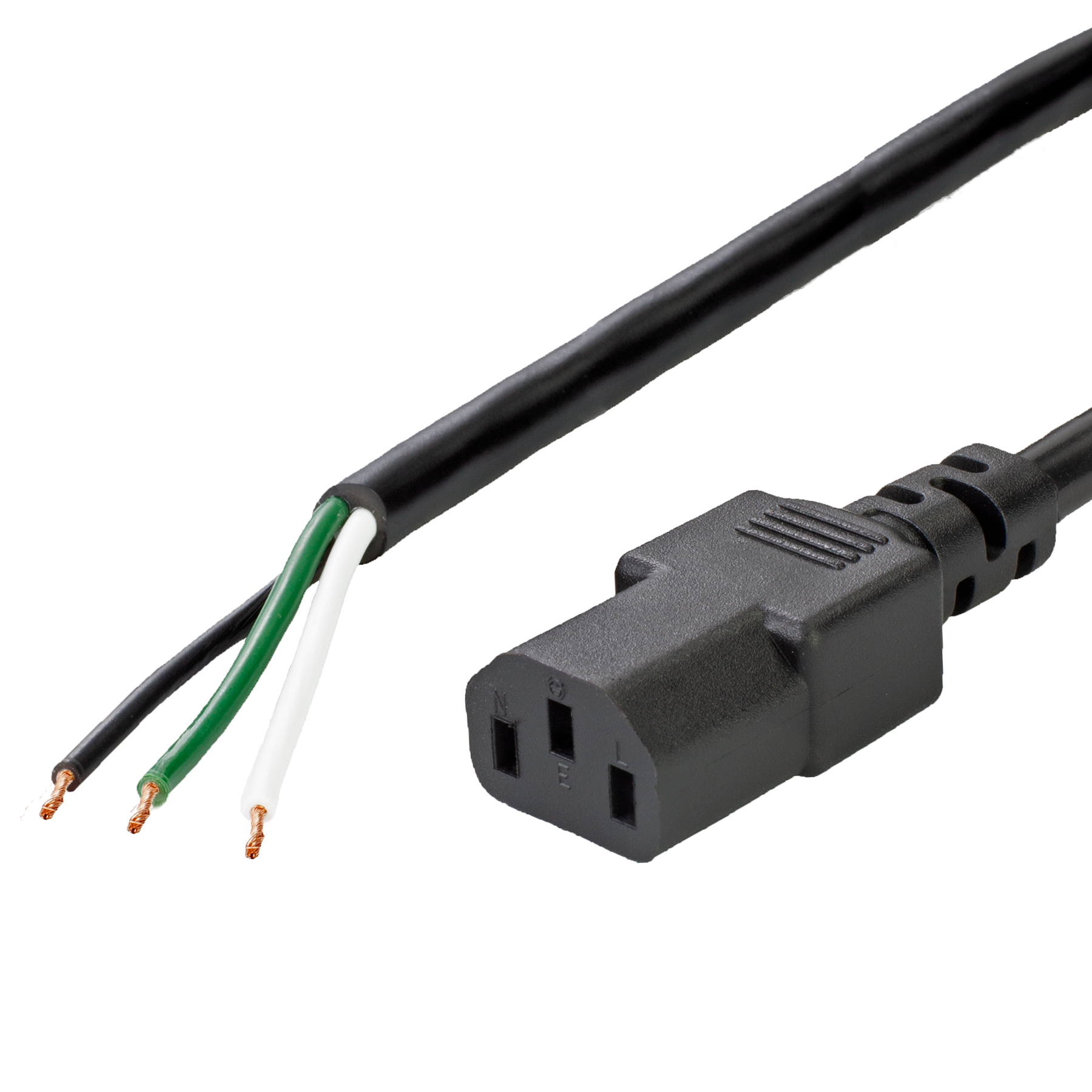 Black 10A OPEN to IEC 60320 C13 Power Cords