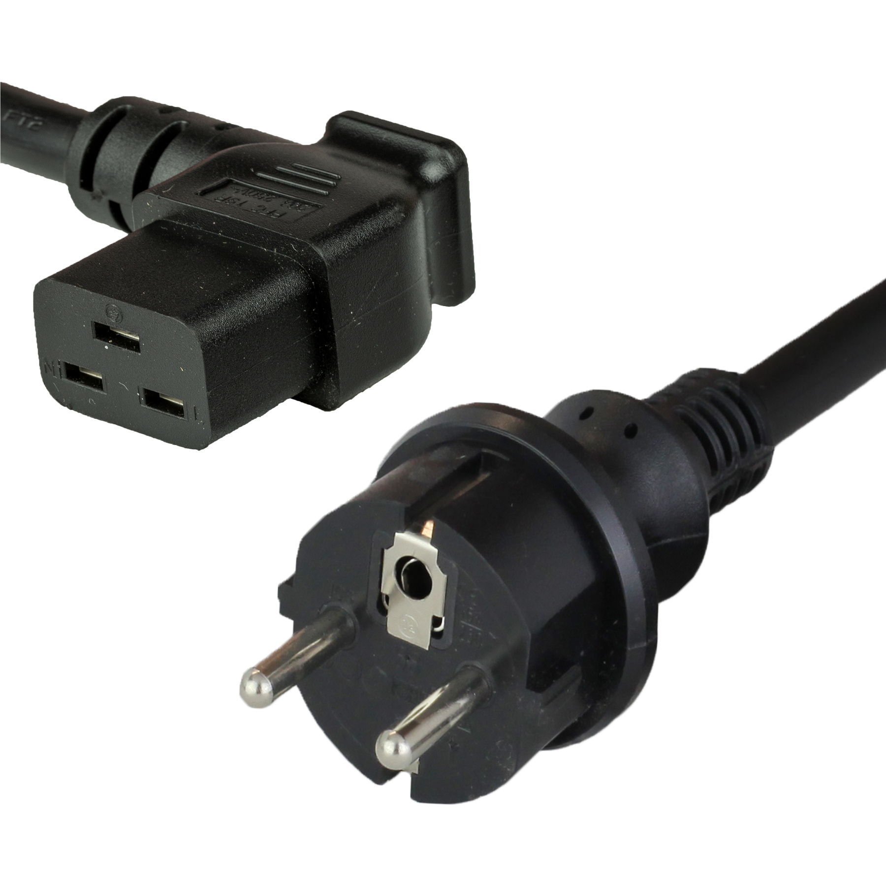 Europe Schuko CEE7/7 to Right Angle IEC 60320 C19 Power Cords
