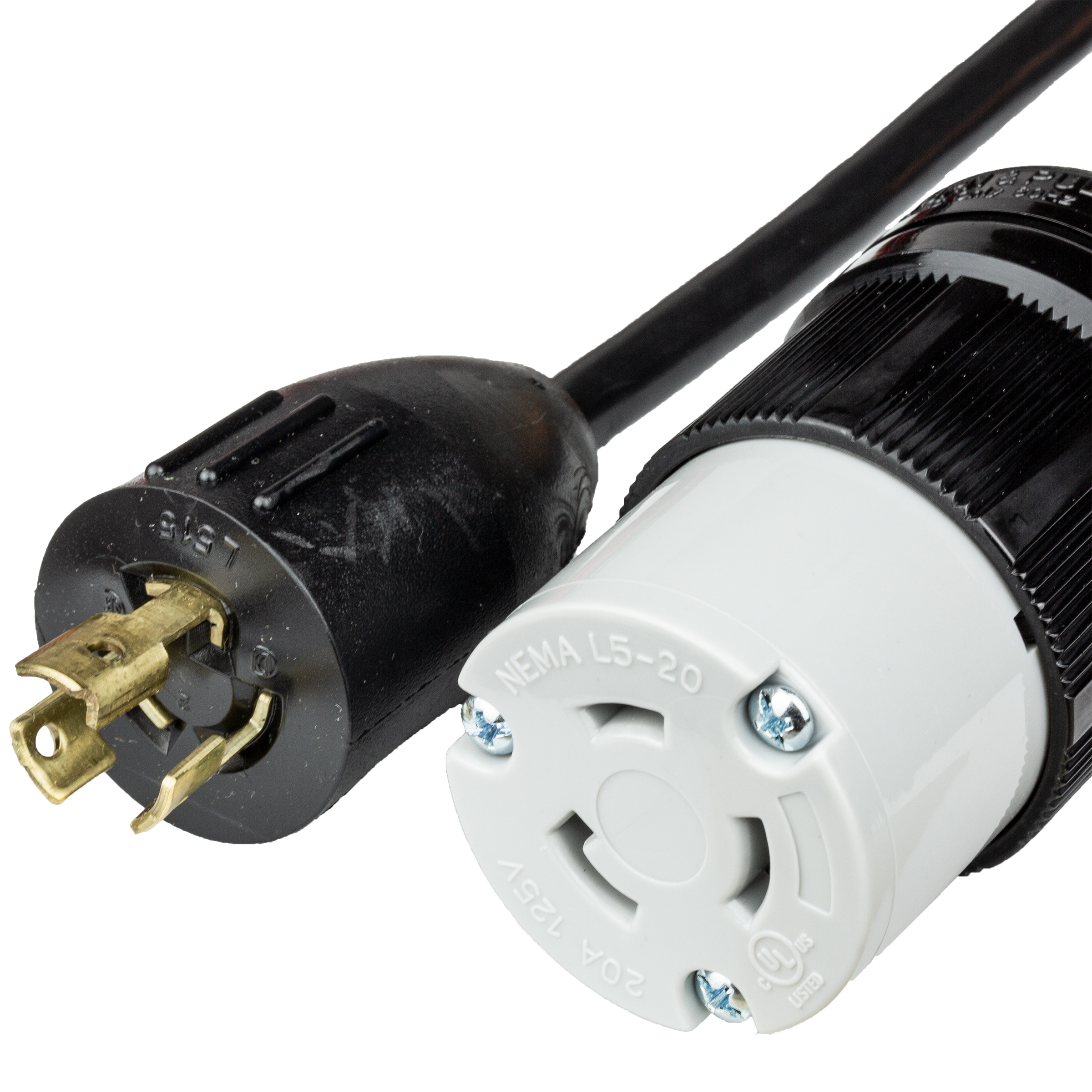 Black NEMA L5-15P to User Attached NEMA L5-20R Power Cords