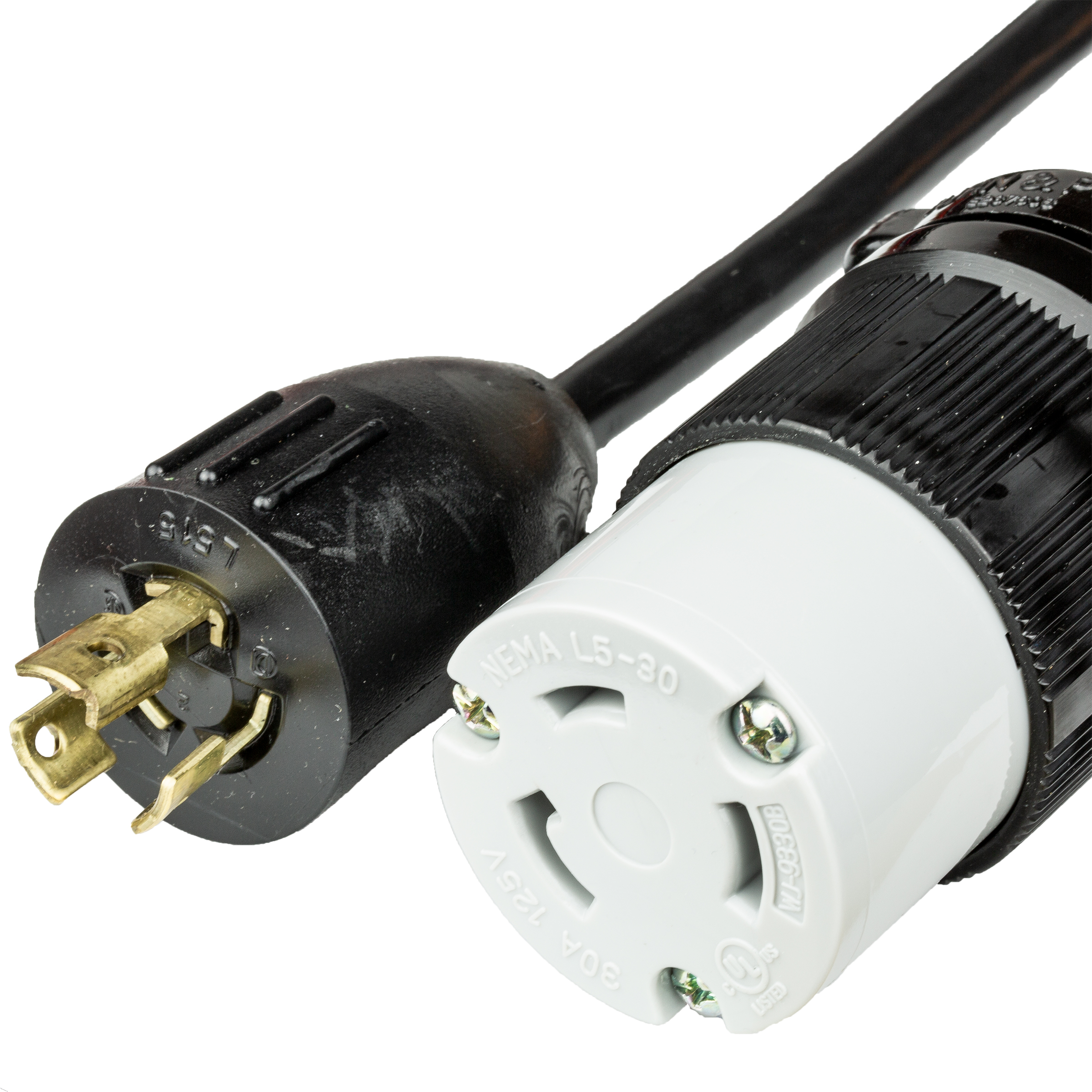 Black NEMA L5-15P to User Attached NEMA L5-30R Power Cords