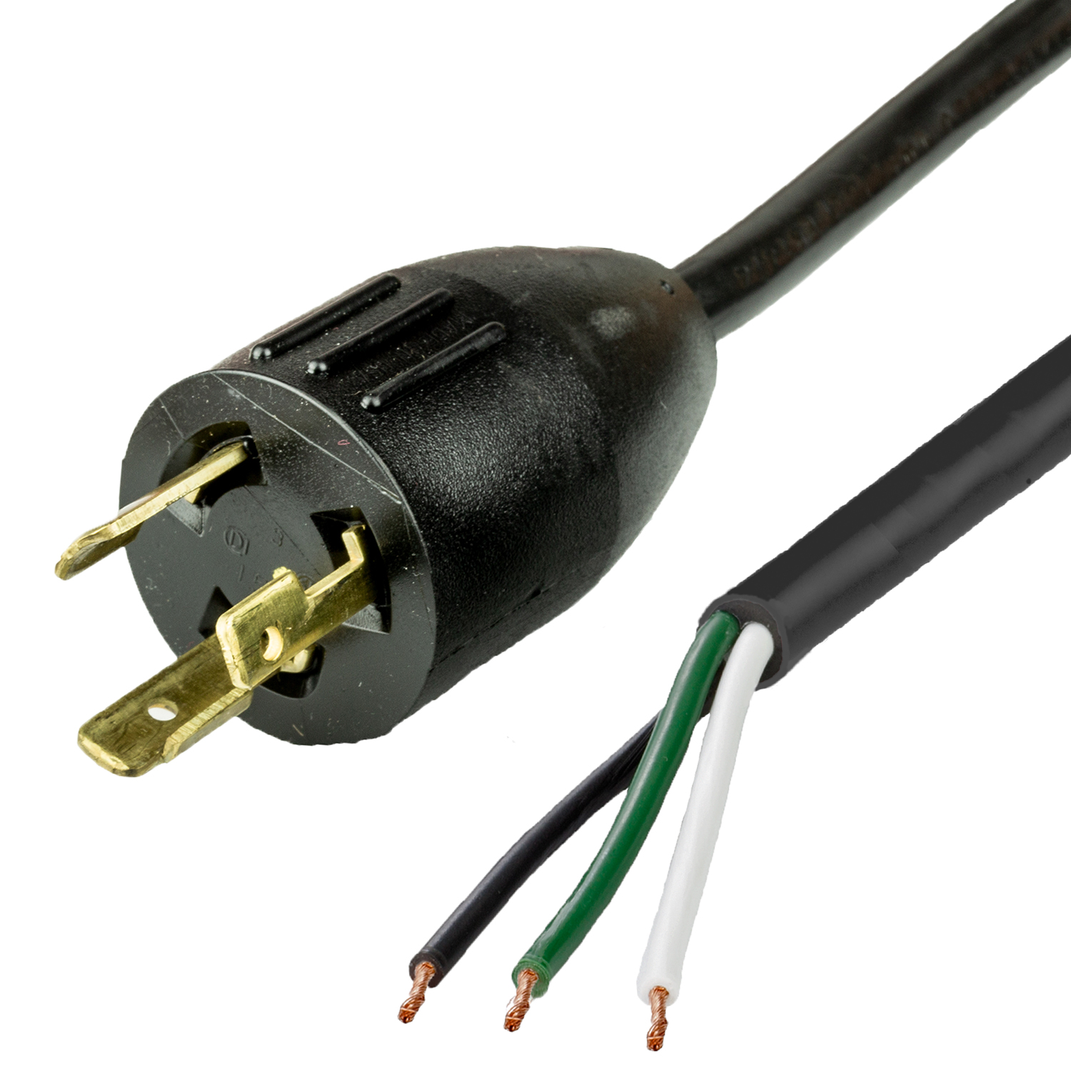1FT NEMA L5-20P (male twist lock) to OPEN (2in ROJ + 0.25in Strip) 20A 125V 12awg-3c SJTOW 105c Power Cord - BLACK