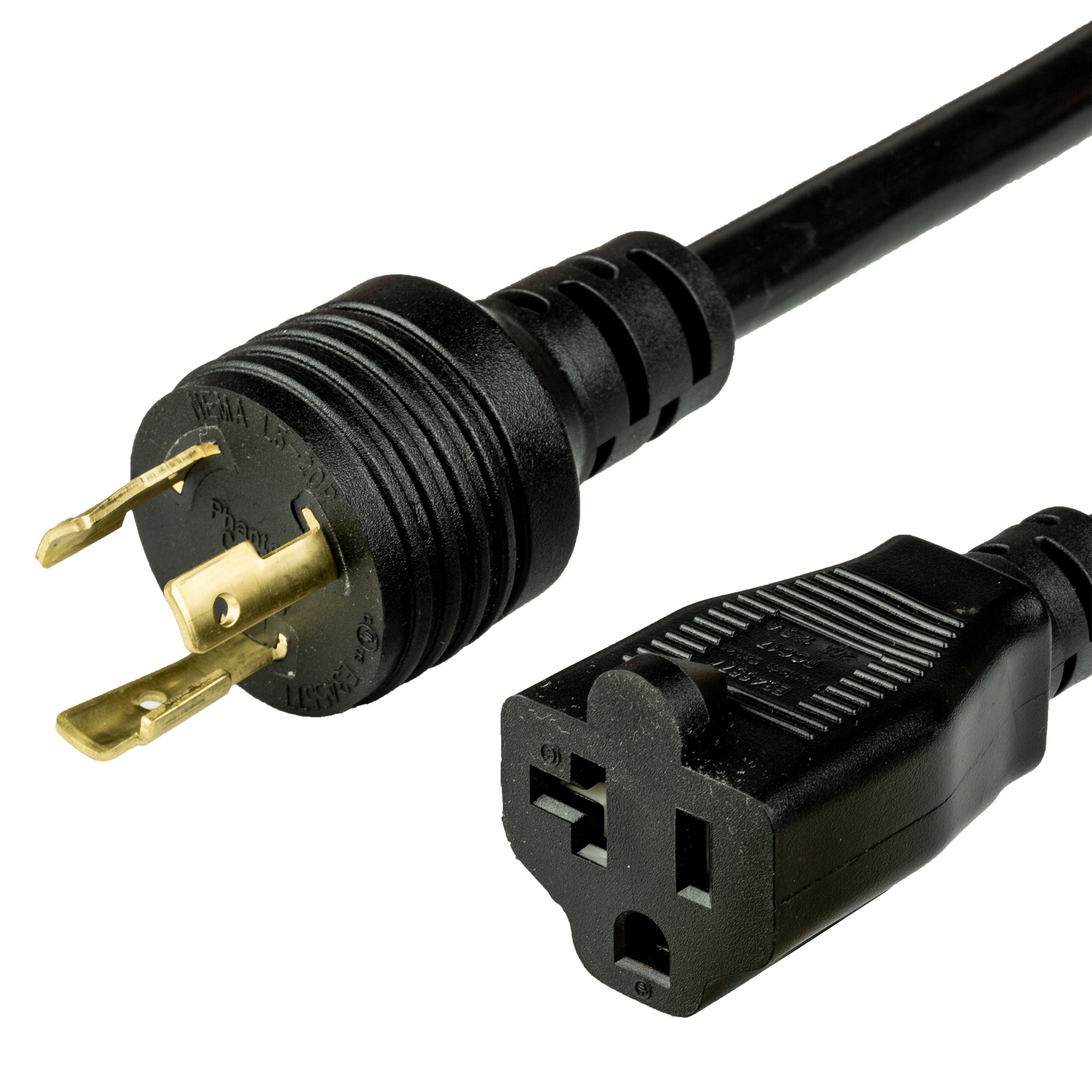 Black NEMA L5-20P to NEMA 5-20R T-Slot Power Cords
