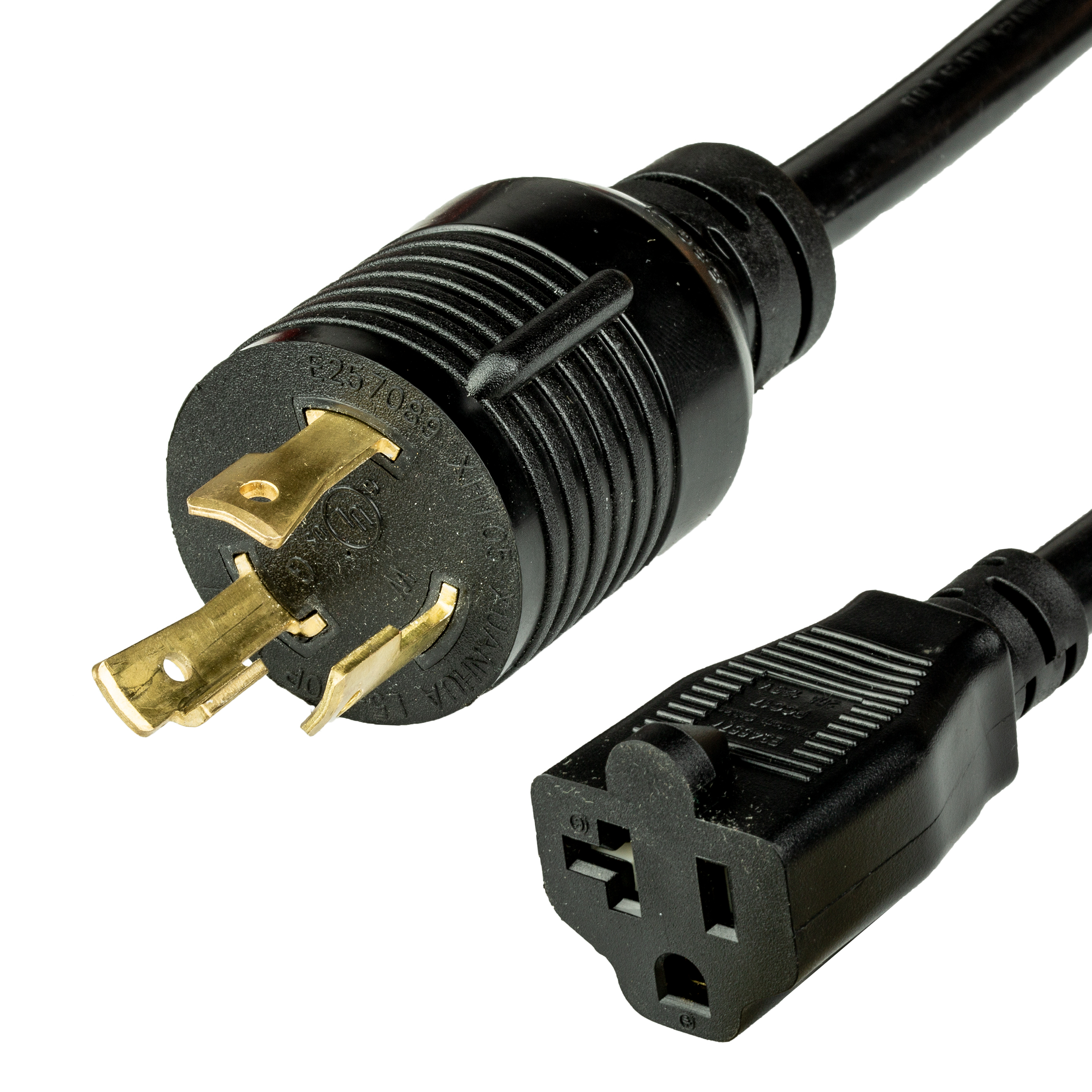 Black NEMA L5-30P to NEMA 5-20R T-Slot Power Cords