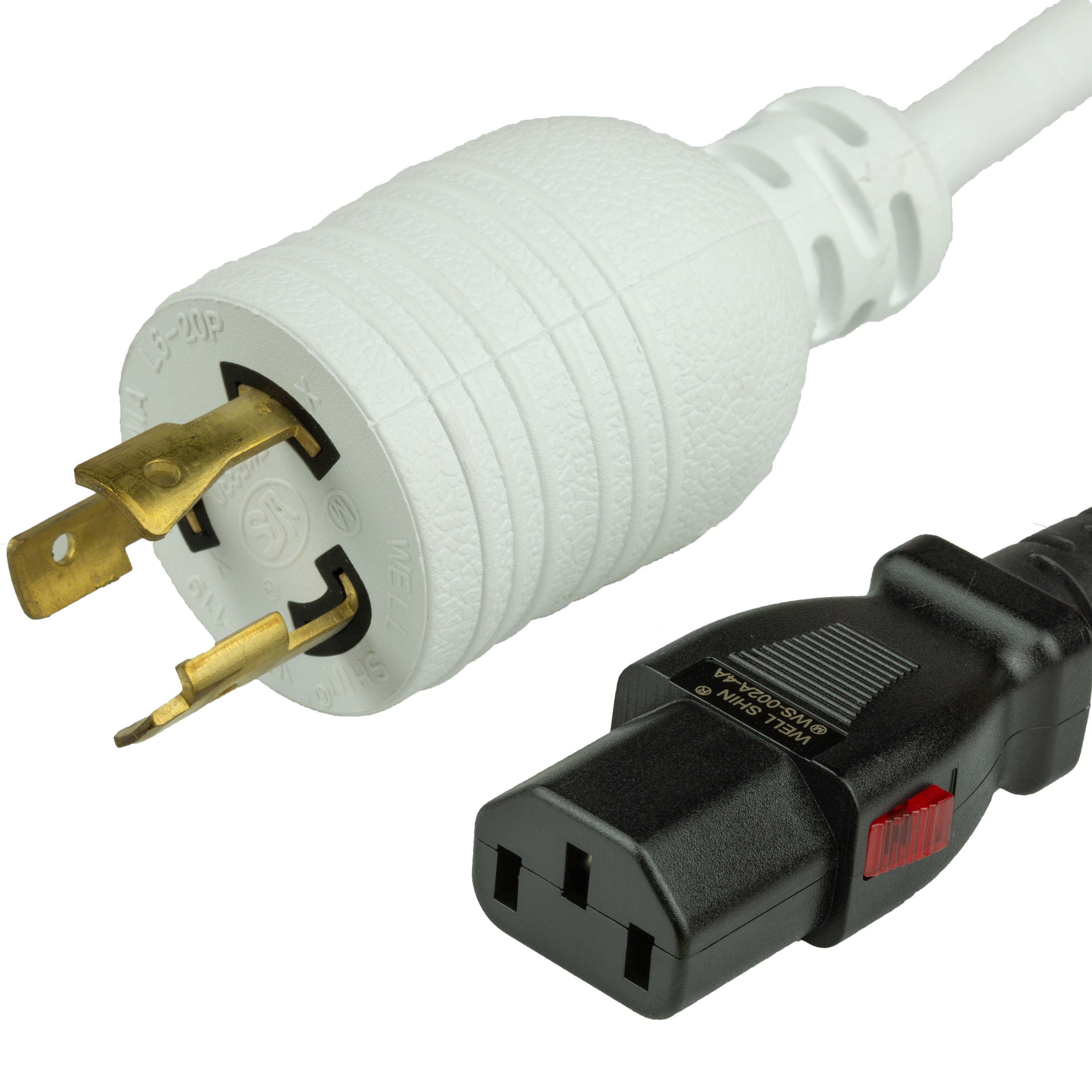 6FT A-Lock C13 L6-20P 15A 250V WHITE Power Cord