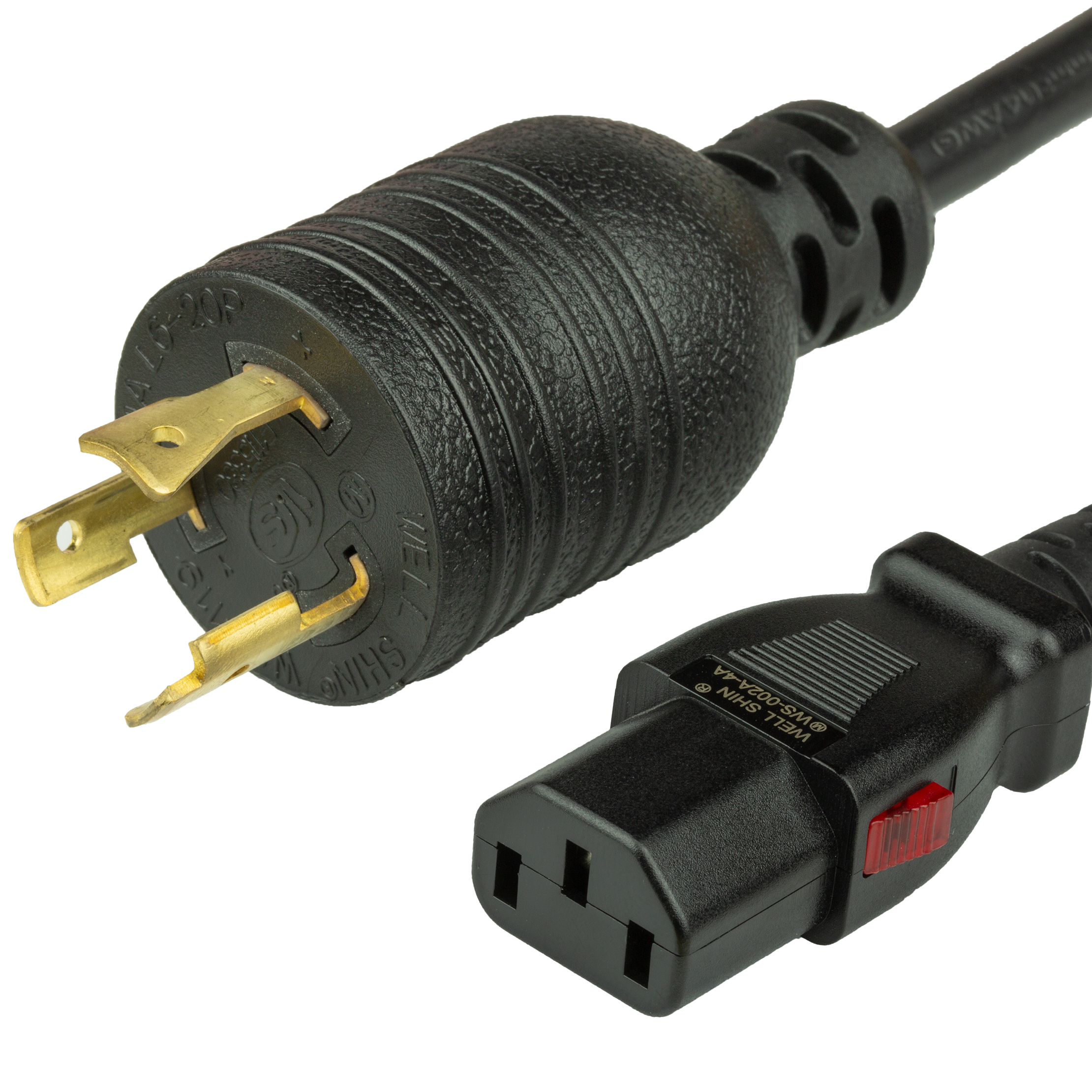 12FT A-Lock C13 L6-20P 15A 250V BLACK Power Cord