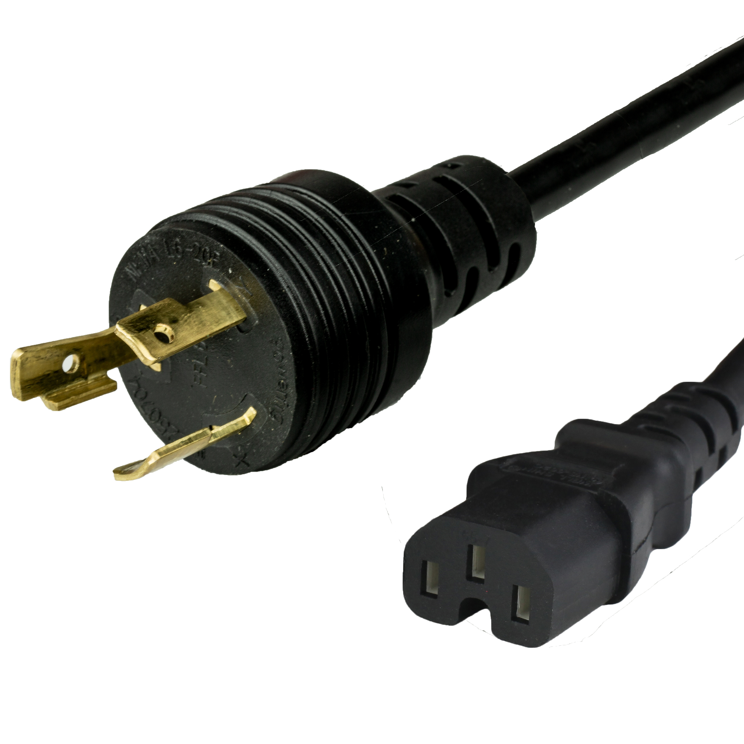 Black NEMA L6-20P to IEC 60320 C15 Adapter Power Cords