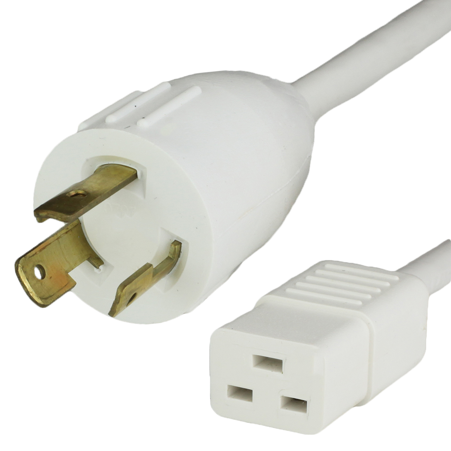White NEMA L6-20P to IEC 60320 C19 14awg Locking Power Cords