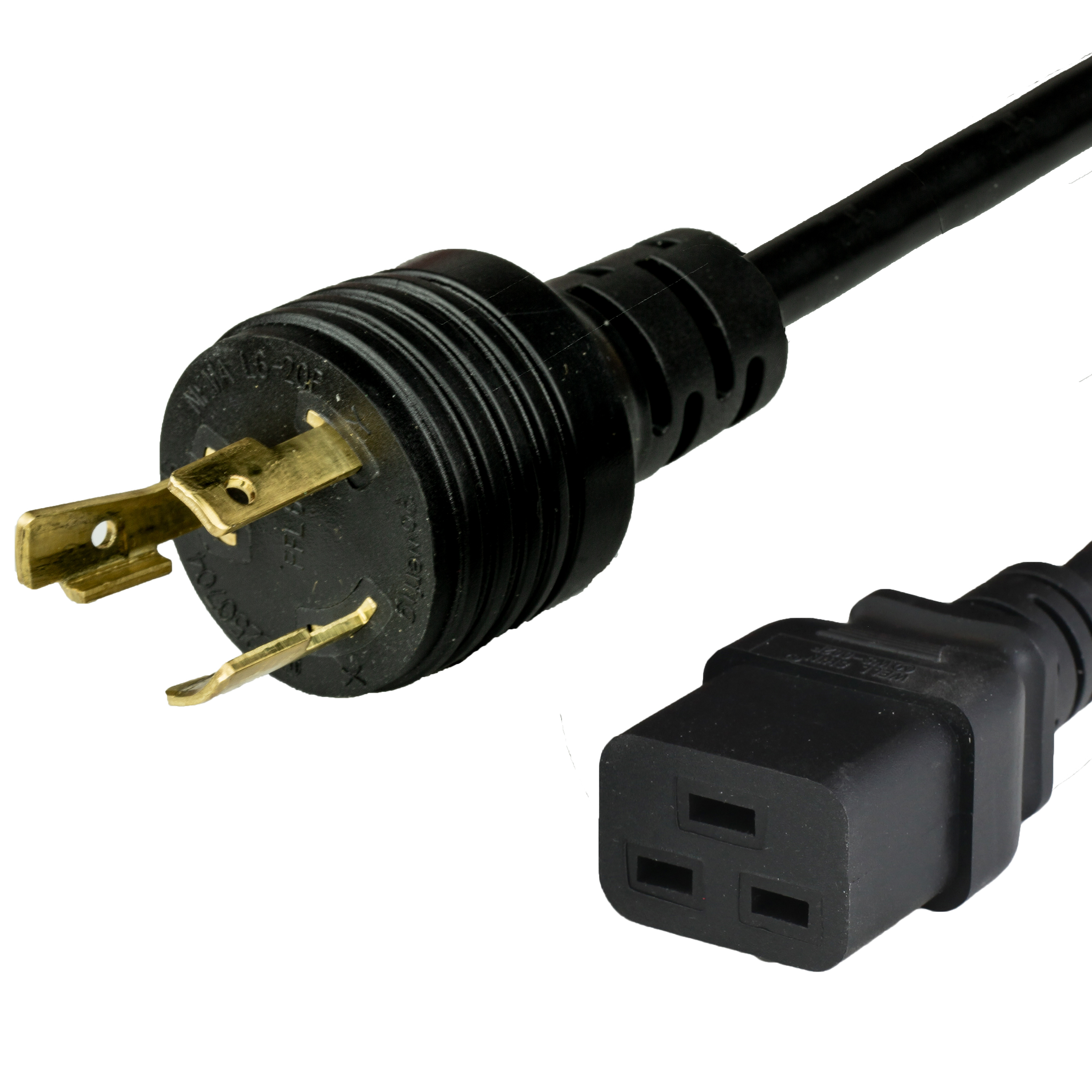 Black NEMA L6-20P to IEC 60320 C19 Adapter Power Cords