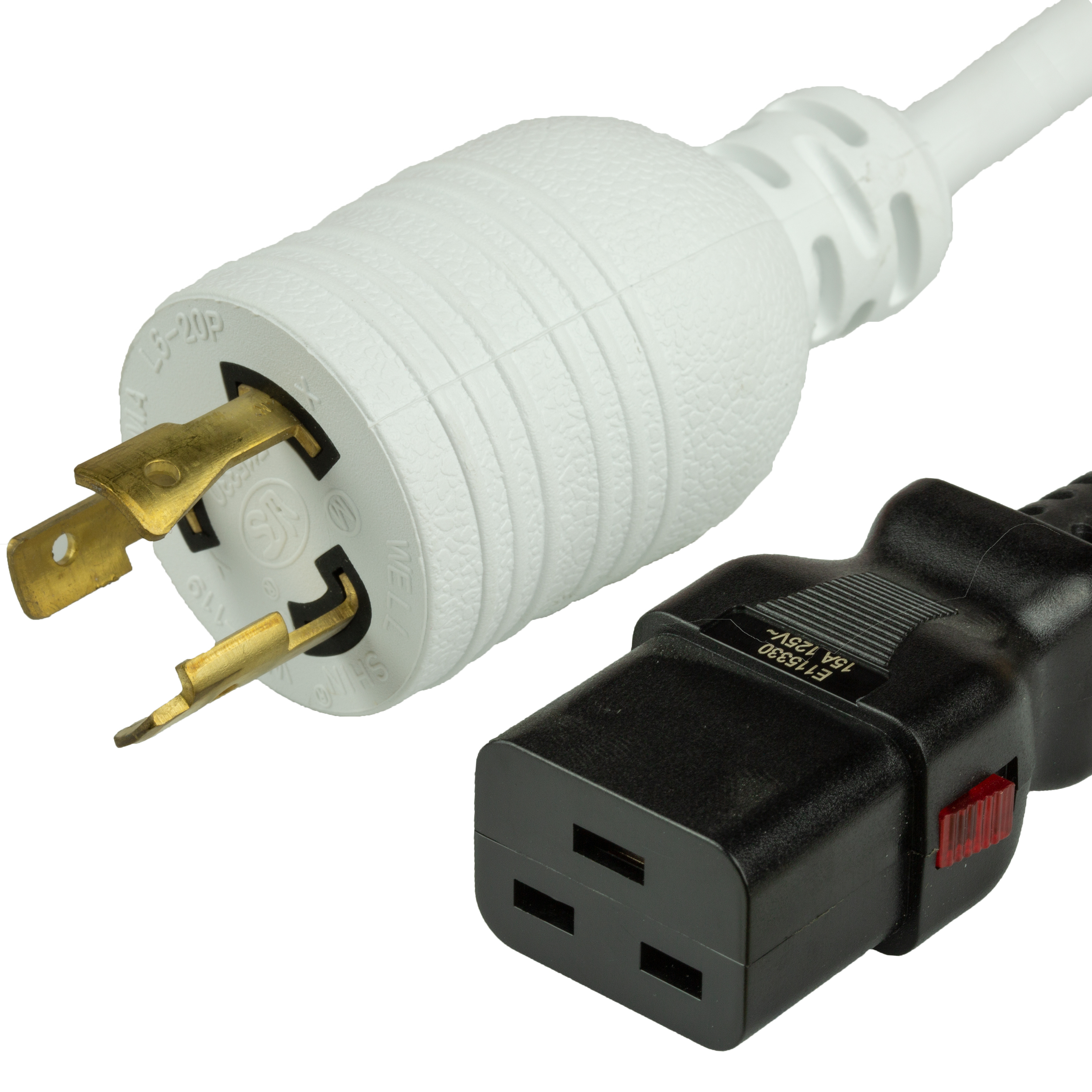 6FT A-Lock C19 L6-20P 15A 250V WHITE Power Cord