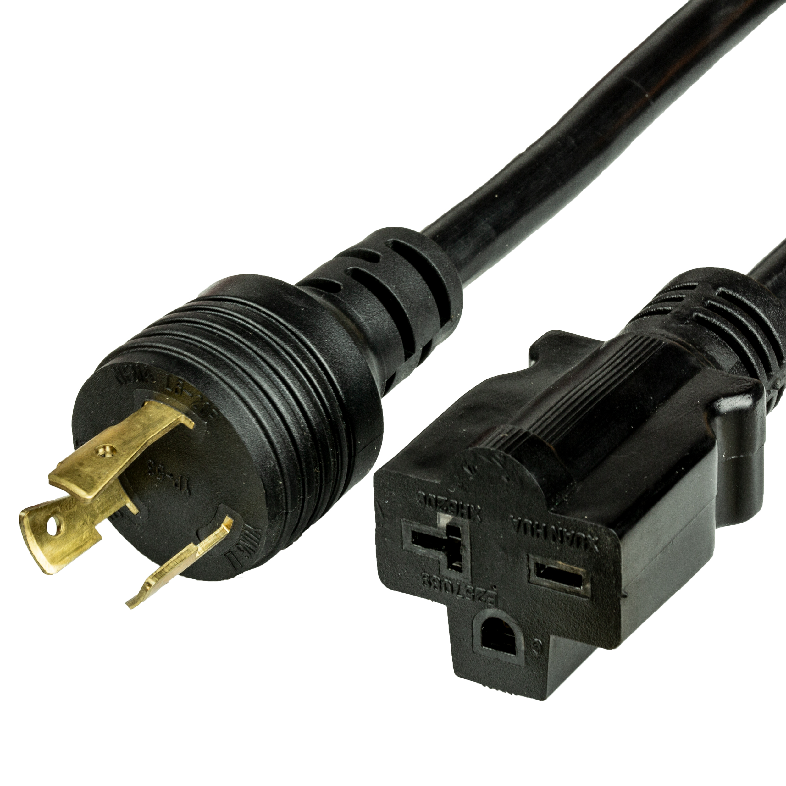 Black NEMA L6-20P to NEMA 6-20R Straight to Locking Adapter Cords