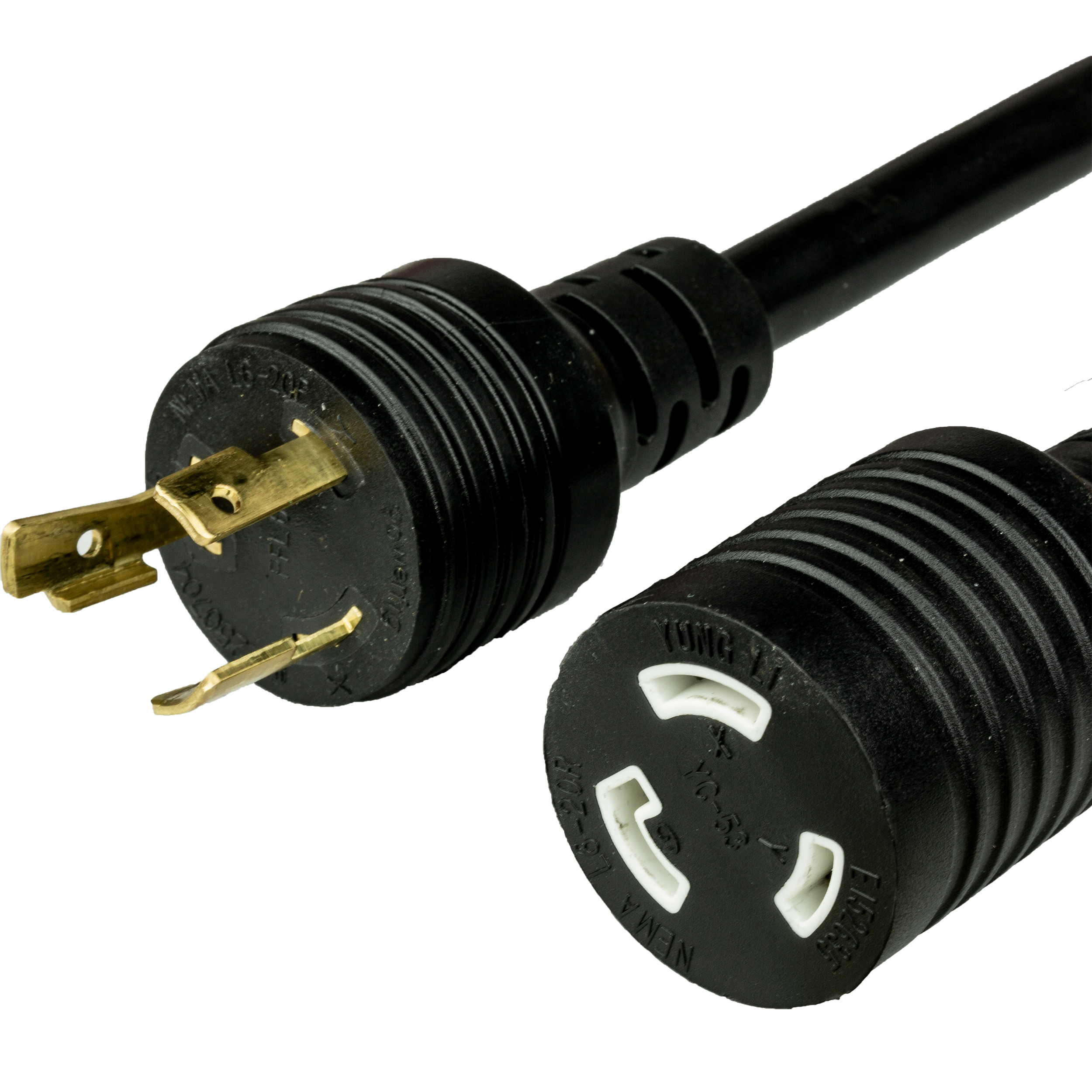 Black NEMA L6-20P Locking Extension Cords