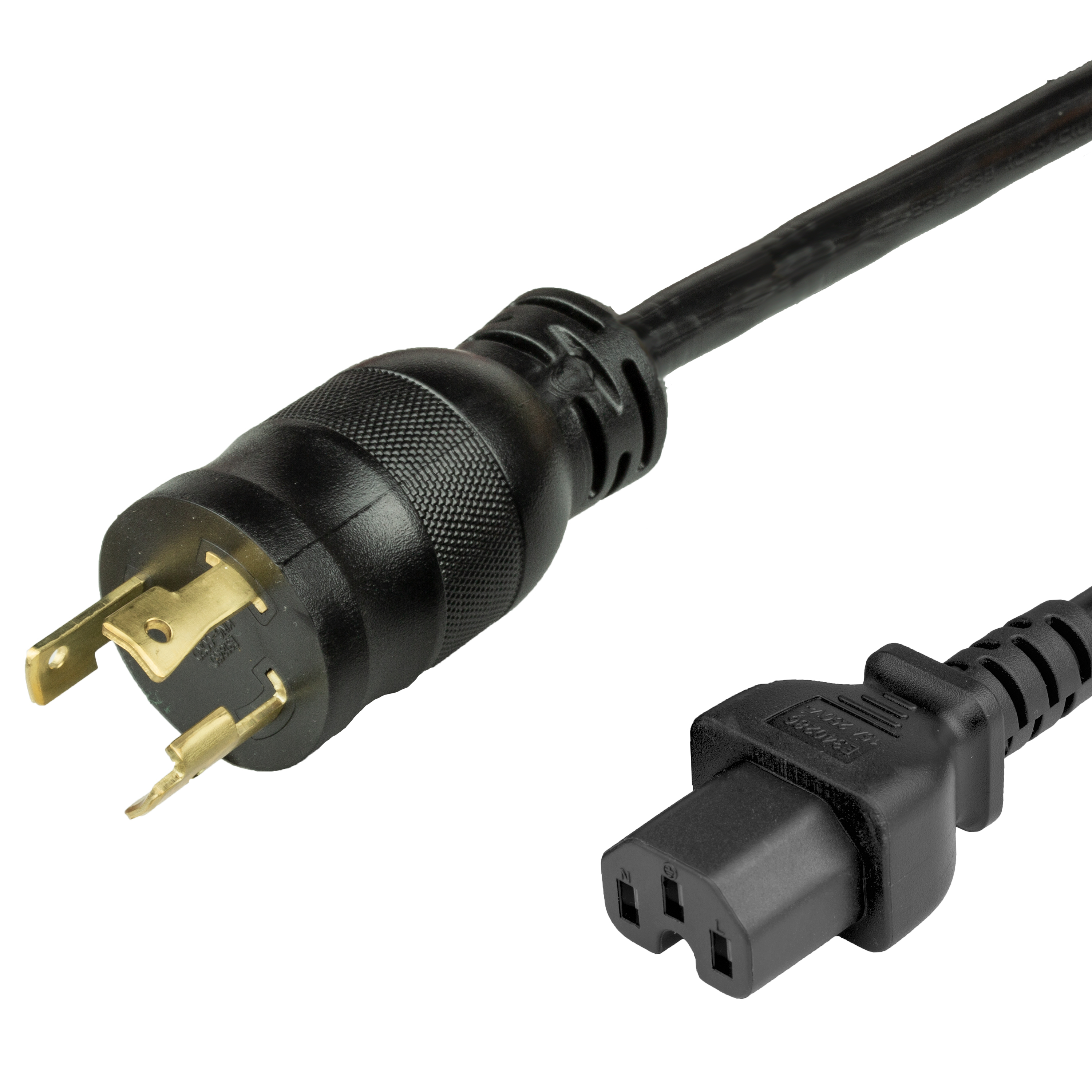 Black NEMA L6-30P to IEC 60320 C15 Adapter Power Cords